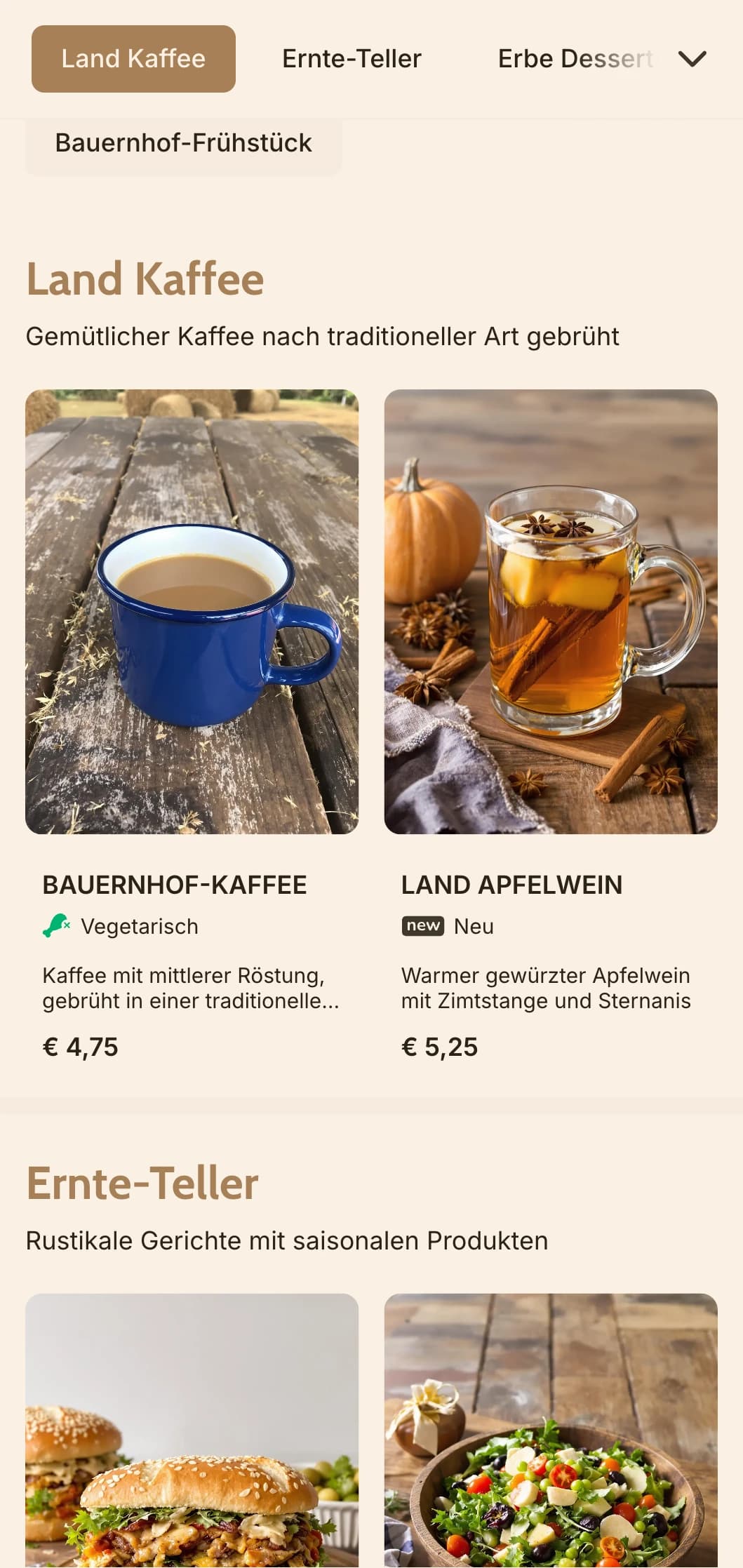 Erdiges Design mit rustikalen Holzelementen für ländliche Frühstückslokale und Bauernhofcafés.