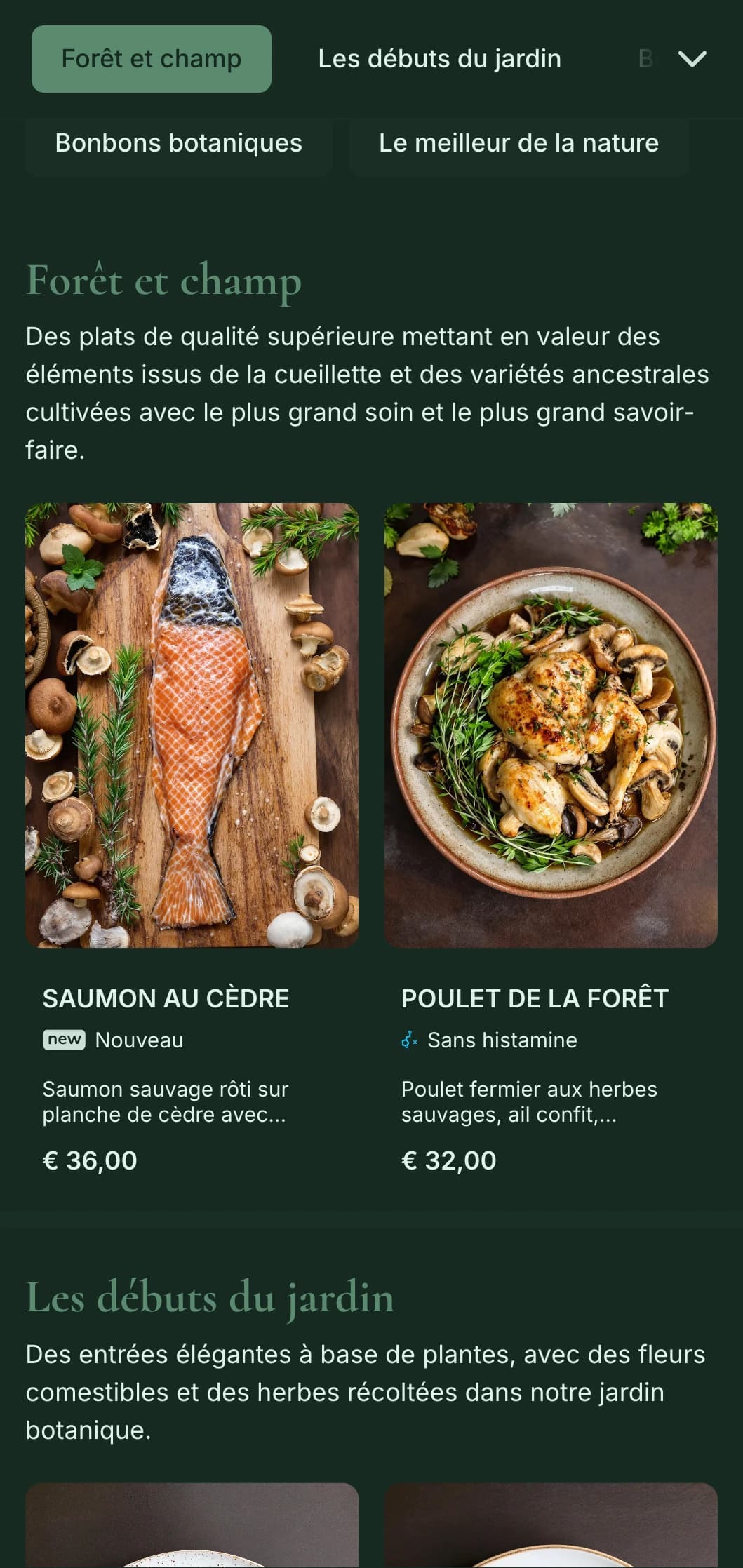 Une élégance naturelle sophistiquée avec des influences botaniques, parfaite pour les repas haut de gamme de la ferme à la table et les repas raffinés inspirés par le jardin.