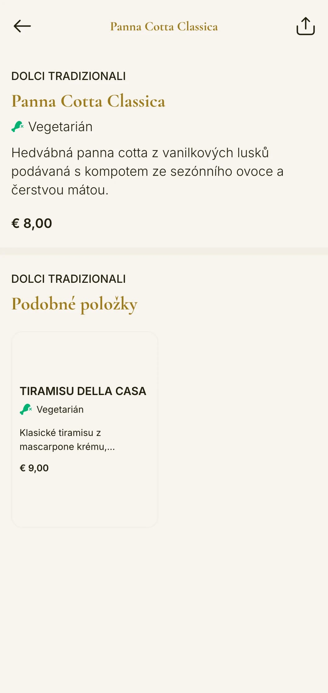 Jídelní lístek ve stylu tradiční italské trattorie se zlatými akcenty a klasickou typografií, ideální pro rodinné podniky.