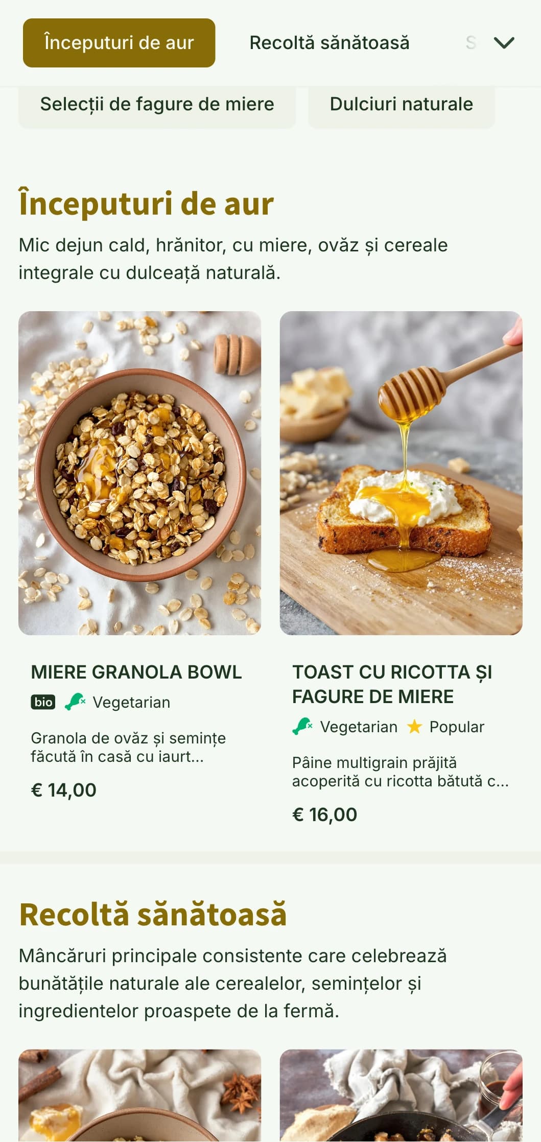 Șablon de brunch cald, auriu, cu texturi naturale, ideal pentru localuri cu mic dejun sănătos și cafenele cu brutării.