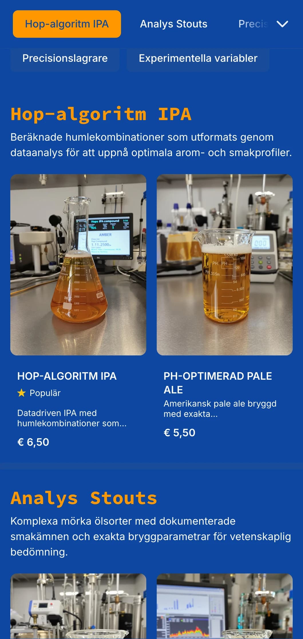 Teknisk och exakt design med blueprint-estetik och datavisualiseringselement, perfekt för bryggeriföretag som lyfter fram vetenskapliga processer.
