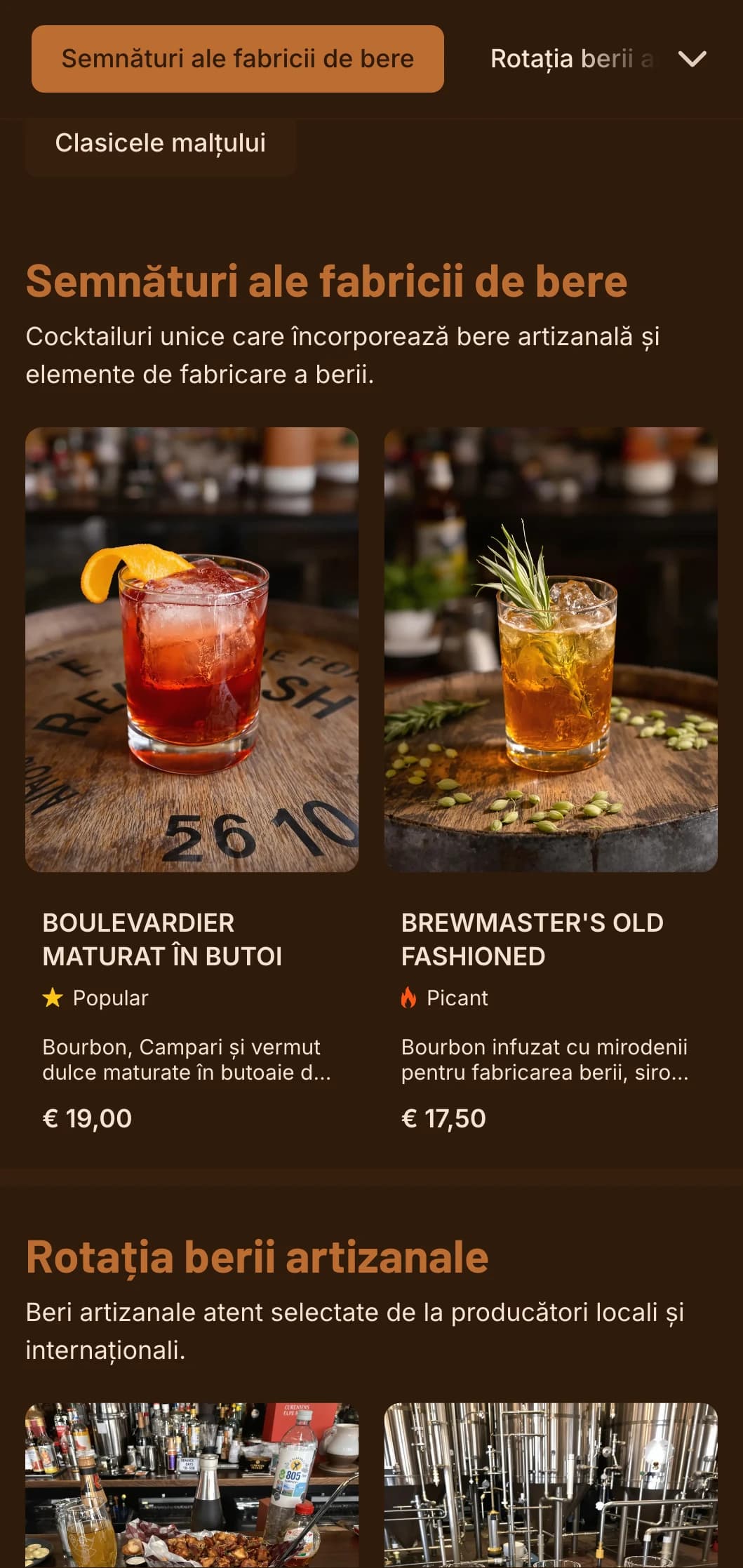 Design portocaliu cald cu elemente de fabricare a berii pentru localuri de bere artizanală și cocktailuri.