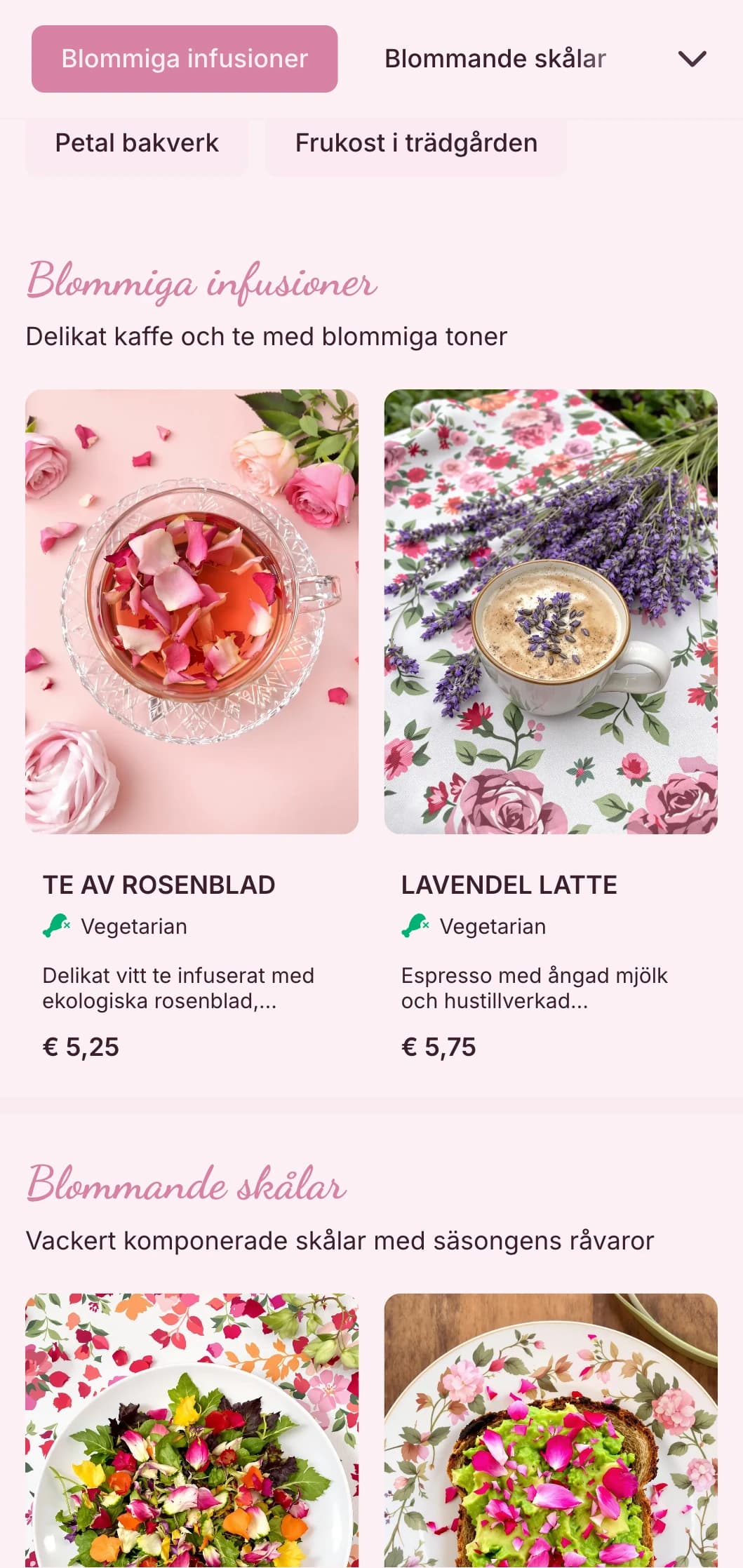 Romantisk rosa design med blommiga element för trädgårdsrum och feminina kaféer.