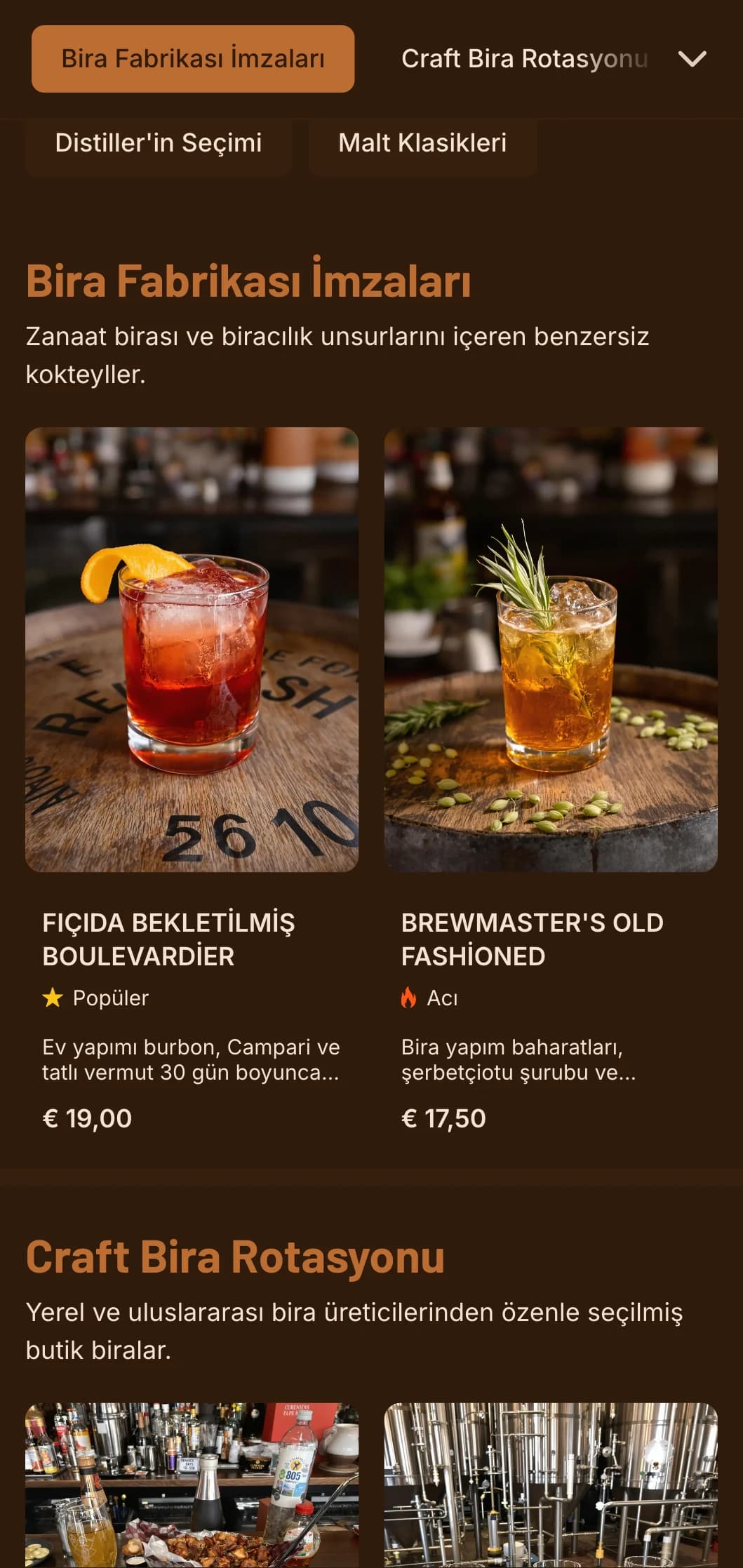 Butik bira ve kokteyl mekanları için bira öğeleri içeren sıcak turuncu tasarım.