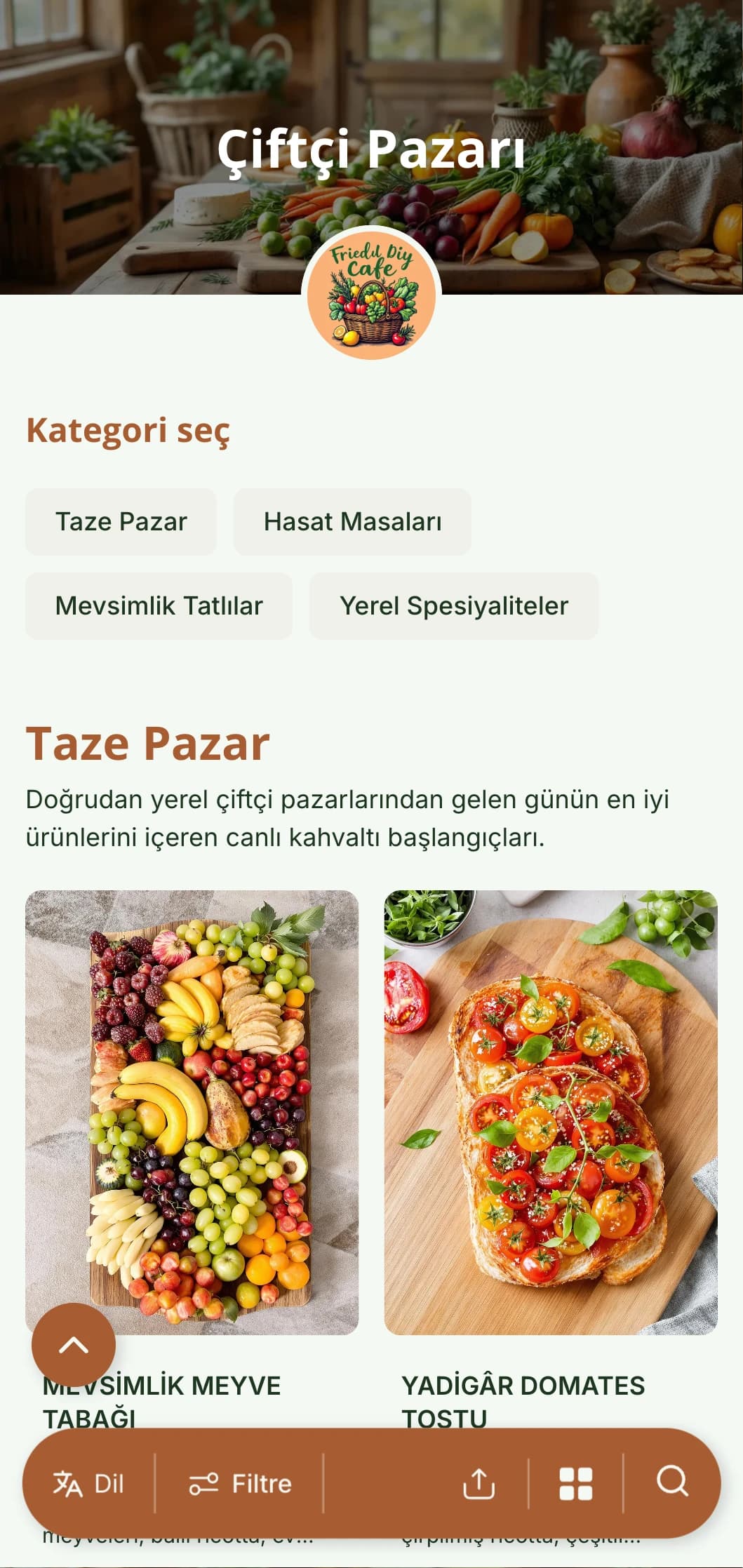 Rustik unsurlara sahip taze, mevsimlik brunch şablonu, yerel ürünler sunan çiftlikten masaya kafeler için mükemmel.