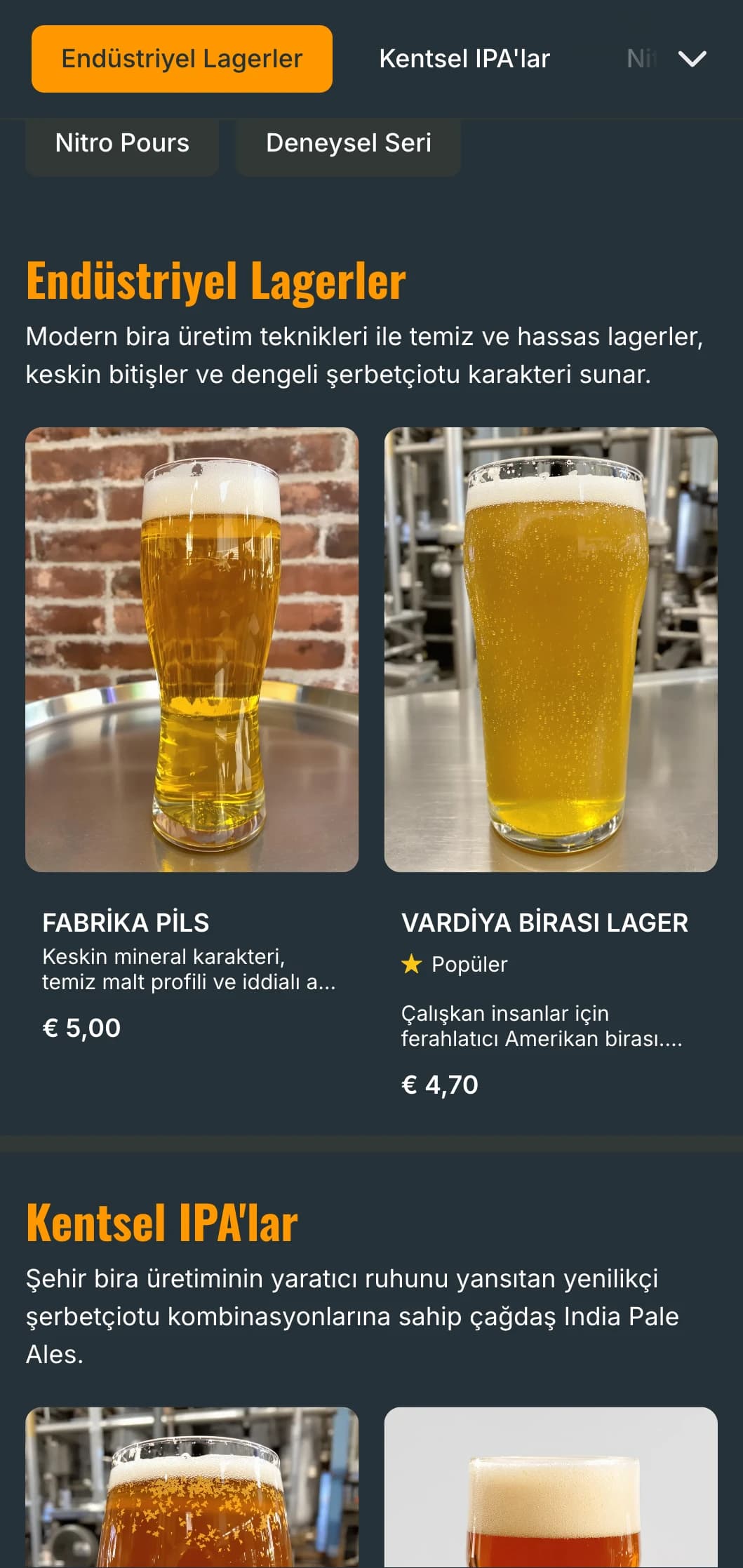 Metal vurgulara ve kentsel estetiğe sahip endüstriyel esintili şablon, şehir bira fabrikaları ve modern taproomlar için idealdir.