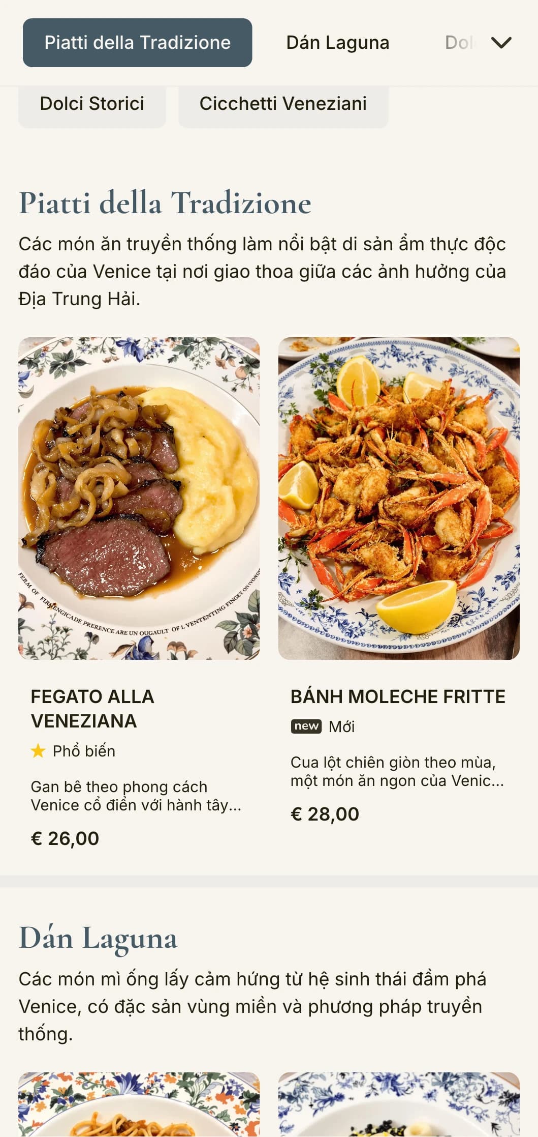 Thiết kế thân mật lấy cảm hứng từ các quán rượu truyền thống của Venice với truyền thống đĩa nhỏ (cicchetti).