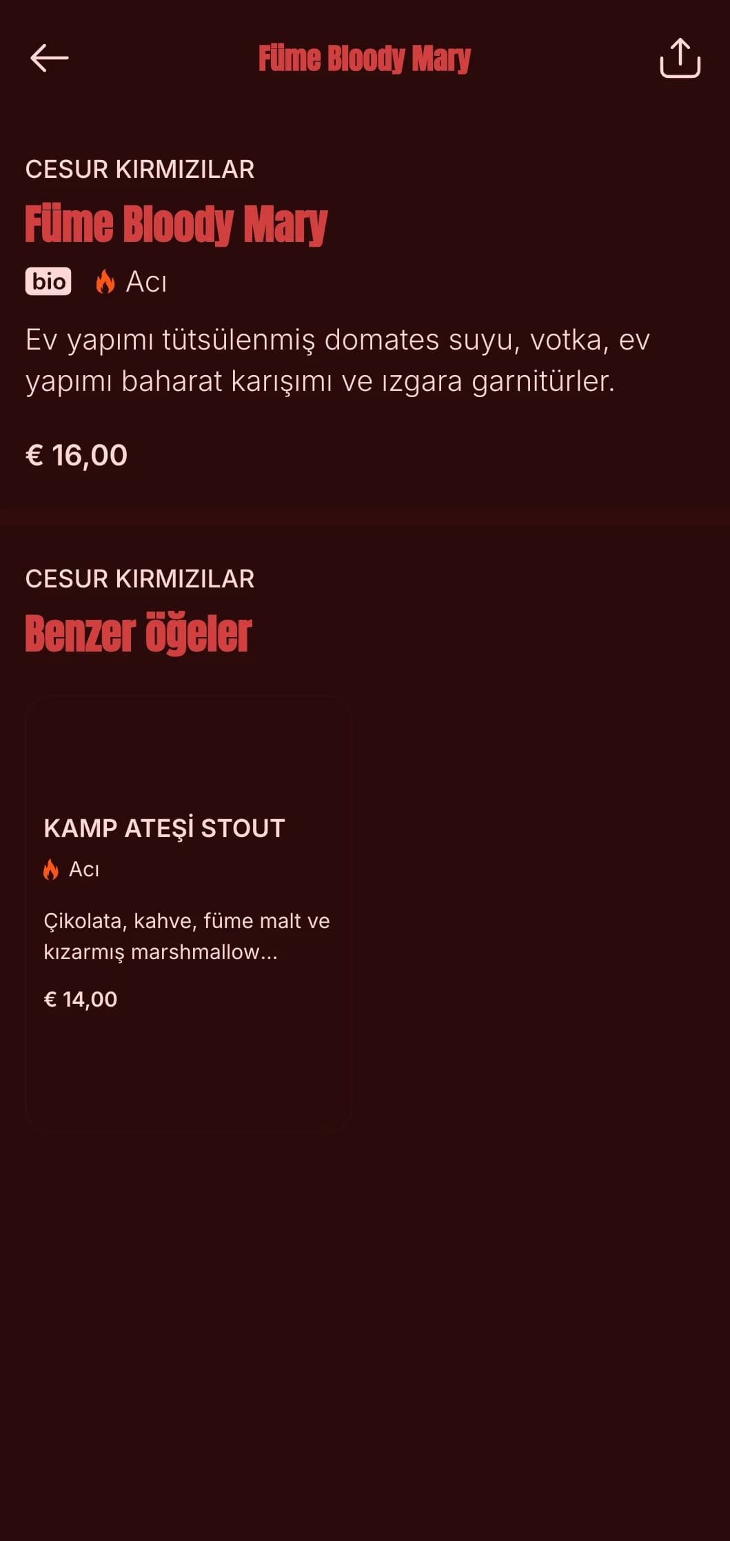 Barbekü ve viski mekanları için duman ve ateş unsurları içeren güçlü kırmızı tasarım.