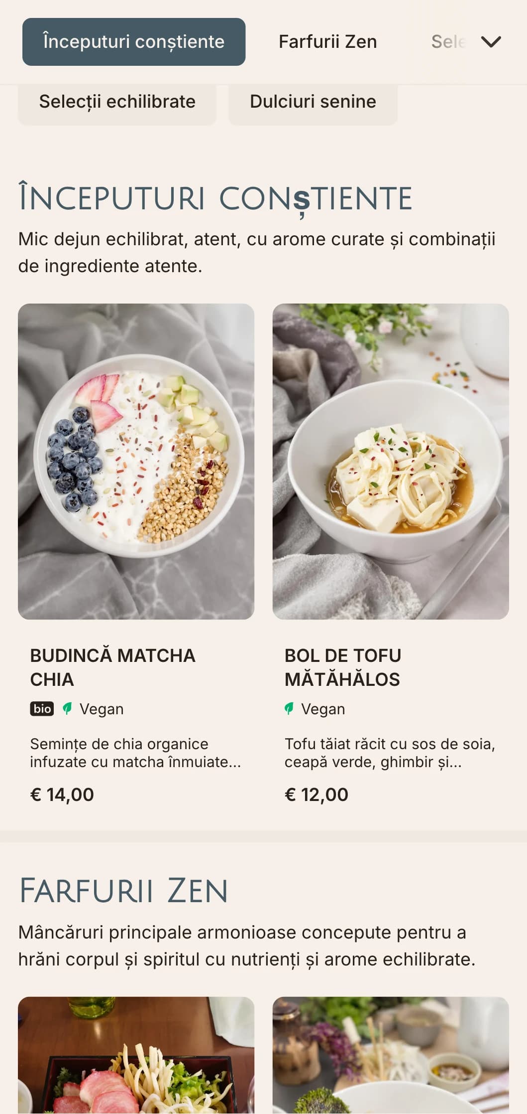Șablon de brunch liniștit, echilibrat, cu influențe asiatice, potrivit pentru cafenelele de wellness care oferă matcha și experiențe culinare conștiente.