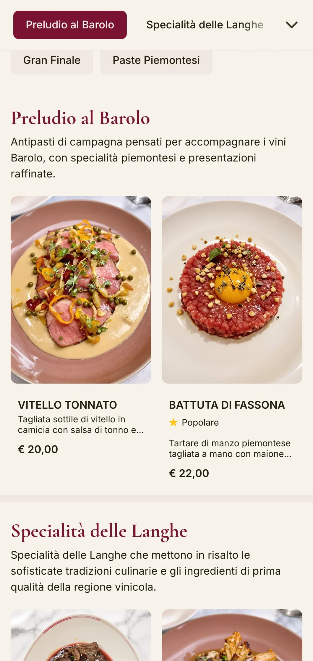 Design sofisticato con rossi profondi che celebrano la rinomata tradizione vinicola piemontese del Barolo.