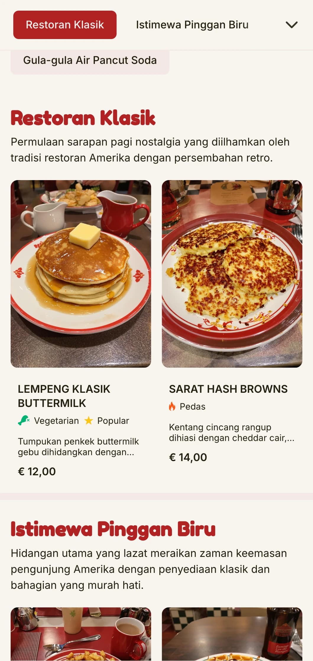 Templat makan tengah hari berinspirasikan retro dengan estetika restoran Amerika klasik, sesuai untuk sarapan pagi nostalgia.