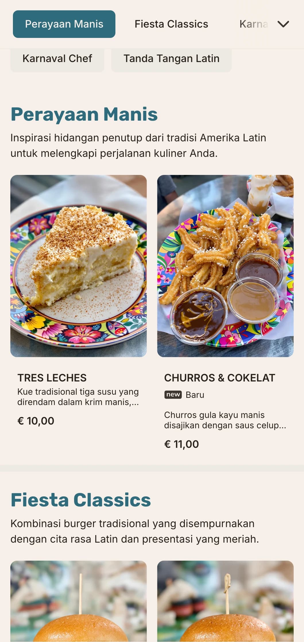 Perpaduan burger yang terinspirasi dari Amerika Latin yang merayakan cita rasa dan suasana yang meriah.