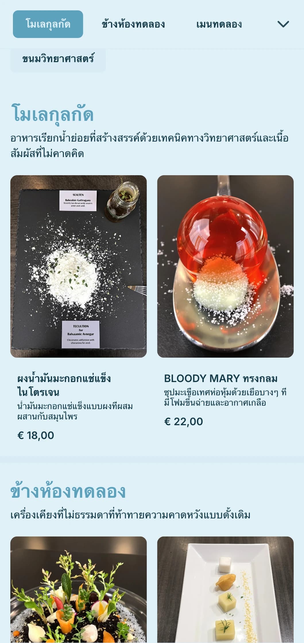การจัดเลี้ยงอาหารโมเลกุลาร์แบบสร้างสรรค์ที่เน้นเทคนิคทางวิทยาศาสตร์ เนื้อสัมผัสที่ไม่ธรรมดา และการนำเสนอที่น่าตื่นตาตื่นใจสำหรับงานที่ล้ำสมัย