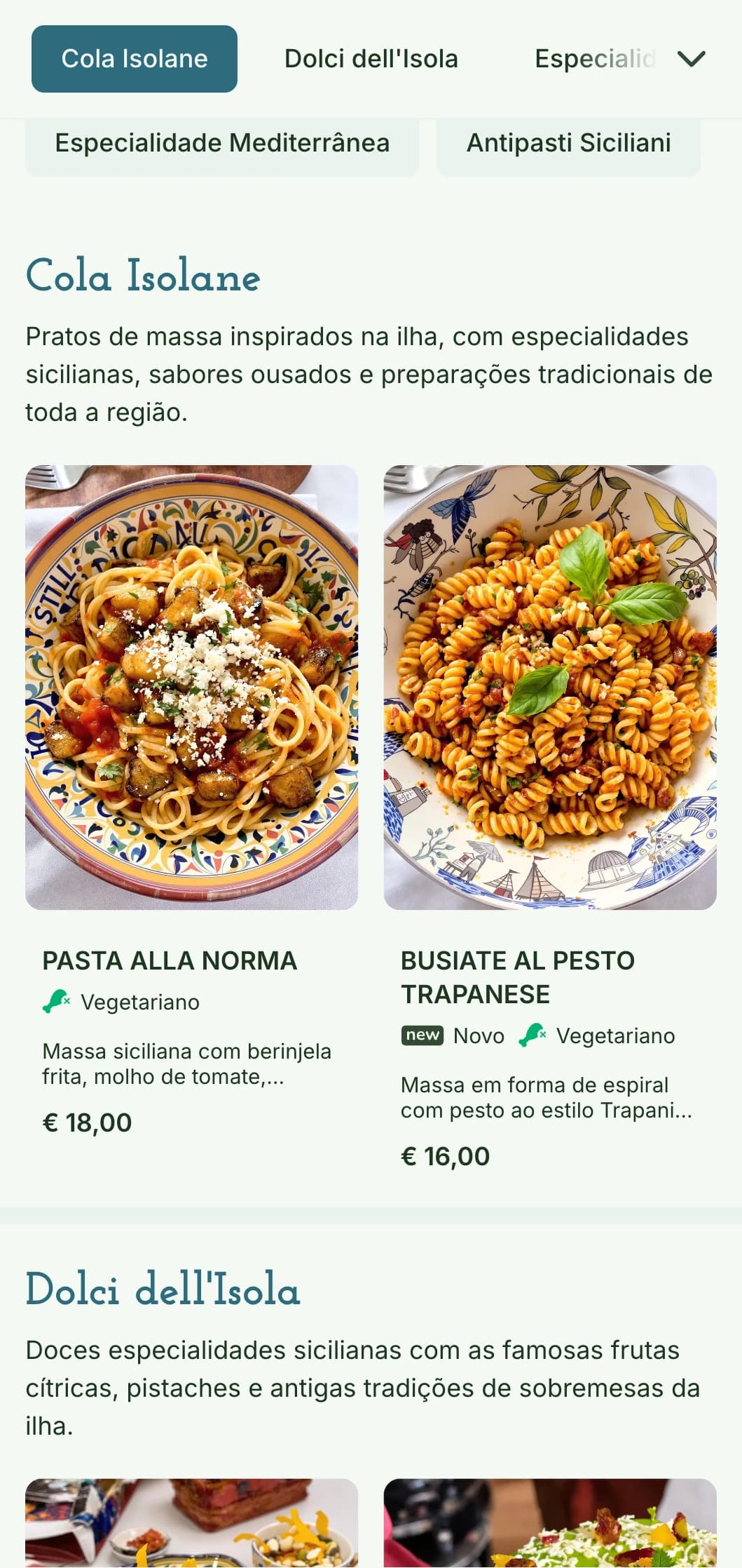 Design vibrante de inspiração mediterrânea com padrões de cerâmica coloridos e elementos costeiros que celebram as diversas influências culinárias da Sicília.