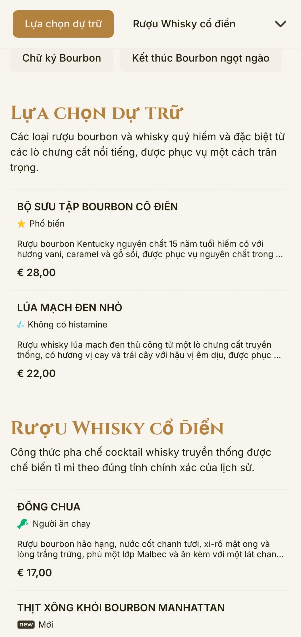 Thiết kế thanh lịch, tinh tế dành cho các quán bar rượu bourbon và quán rượu whisky với kiểu chữ cổ điển và điểm nhấn màu hổ phách ấm áp.
