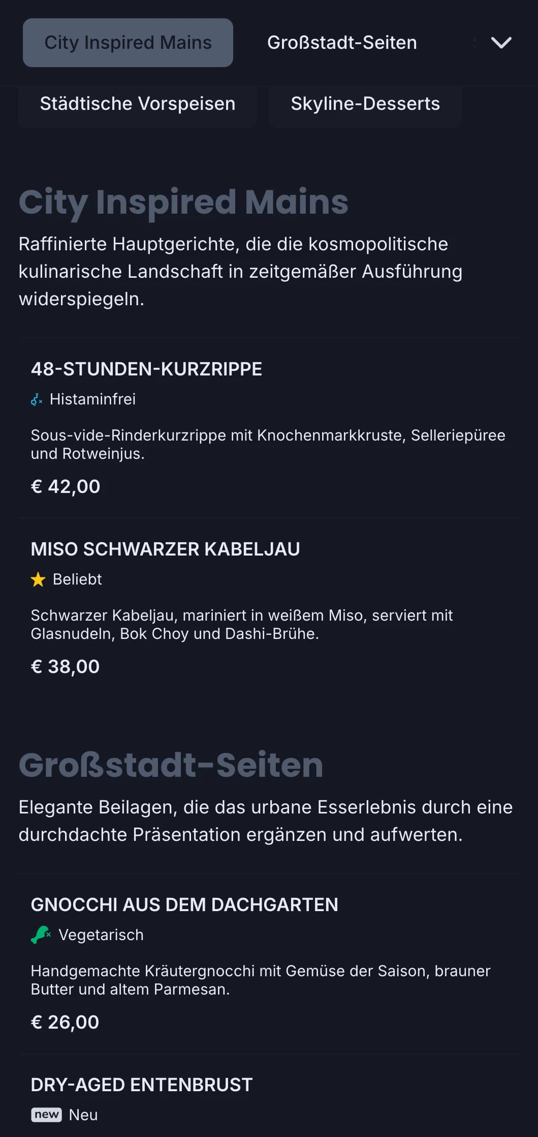 Kühnes, kosmopolitisches Design, das die Essenz gehobener urbaner Küche mit raffinierter zeitgenössischer Ästhetik einfängt.