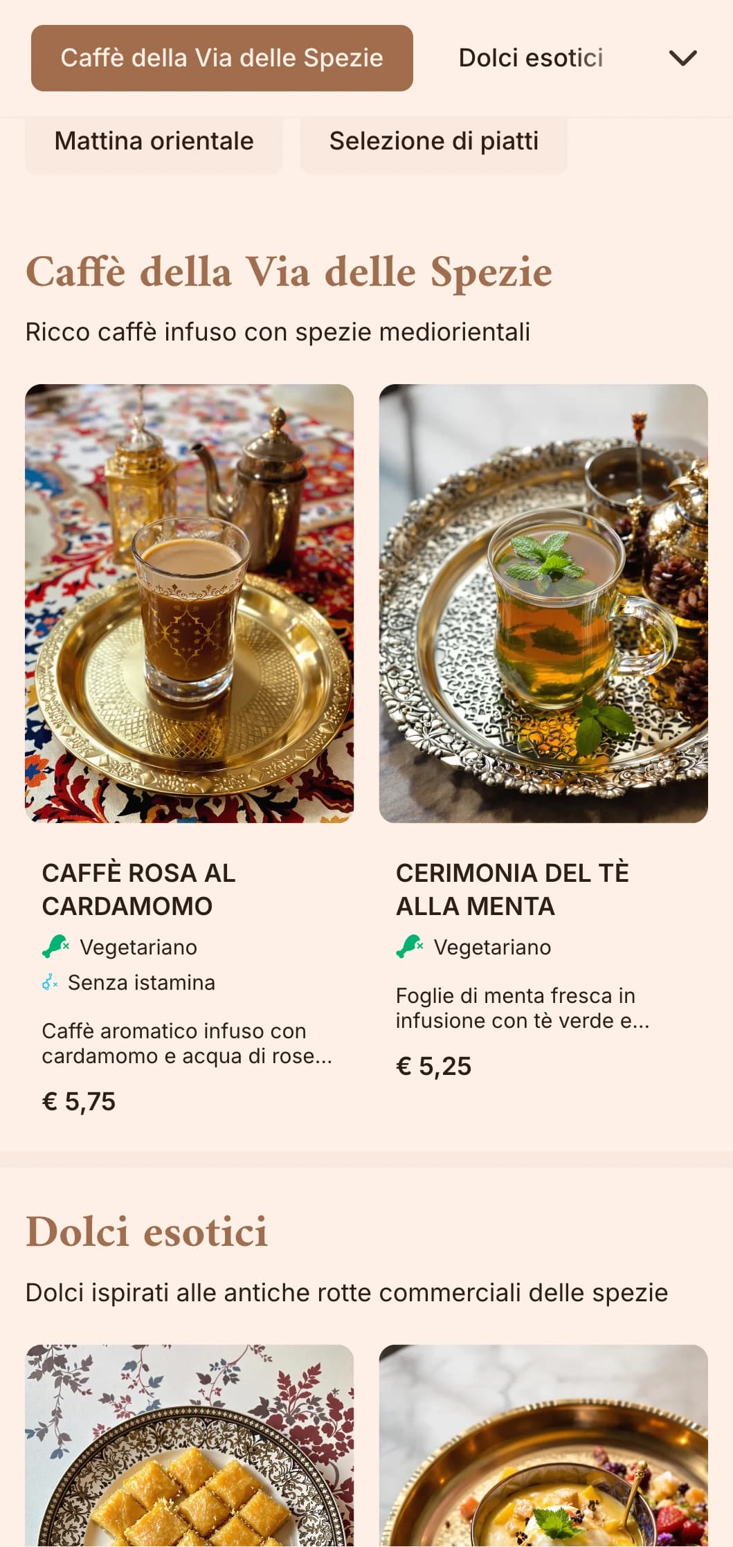 Design marrone ricco con elementi mediorientali per caffetterie specializzate e caffè etnici.