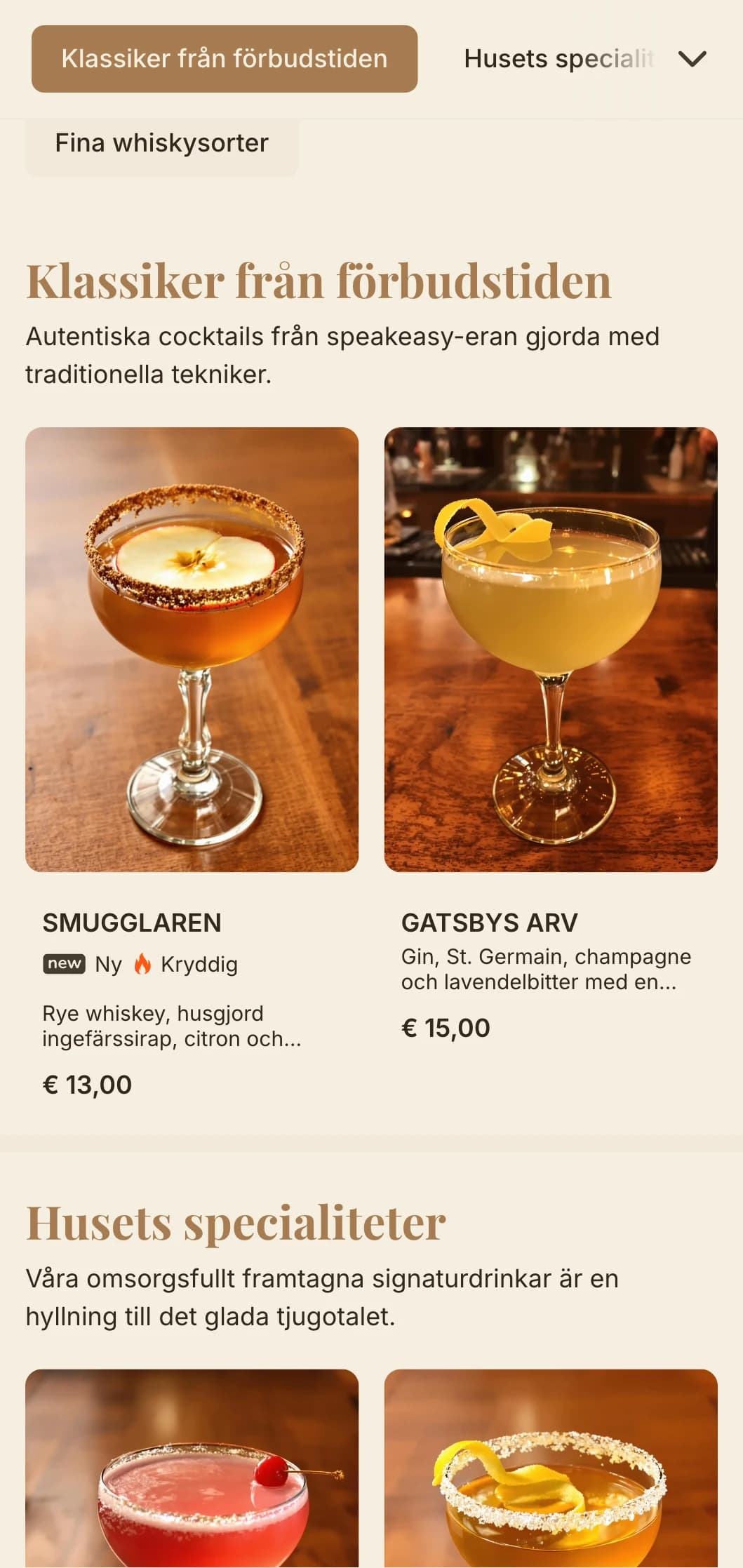 Klassisk design inspirerad av förbudstiden med varma bruna toner och elegant typografi.