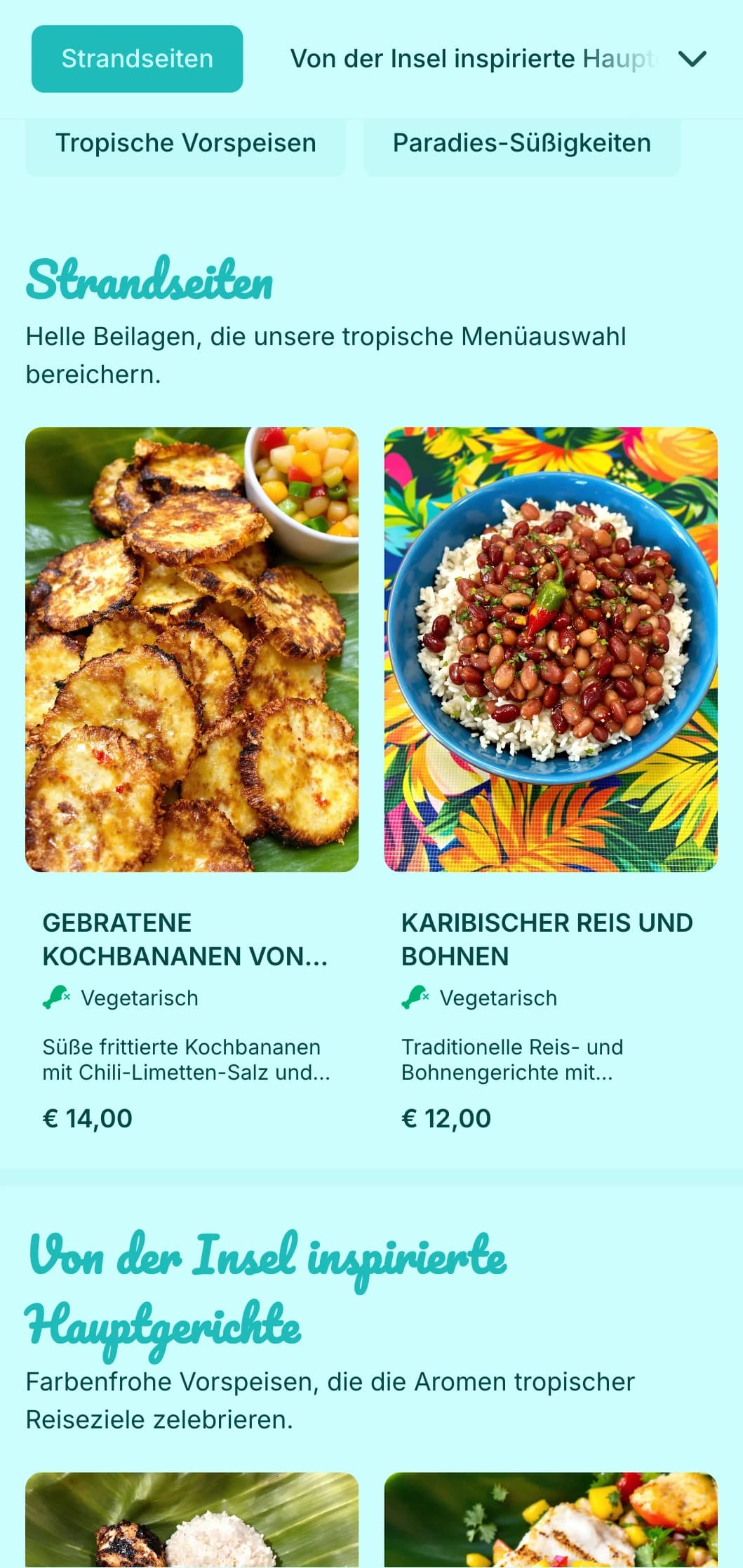 Lebendiges tropisches Catering mit exotischen Früchten, leuchtenden Farben und Inselaromen für Sommerfeste und Hochzeiten am Urlaubsort.