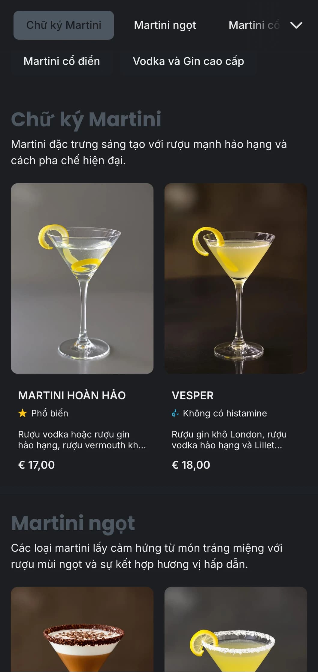 Thiết kế hiện đại, sang trọng cho quầy bar martini đô thị với tông màu xám mát mẻ và kiểu chữ gọn gàng.