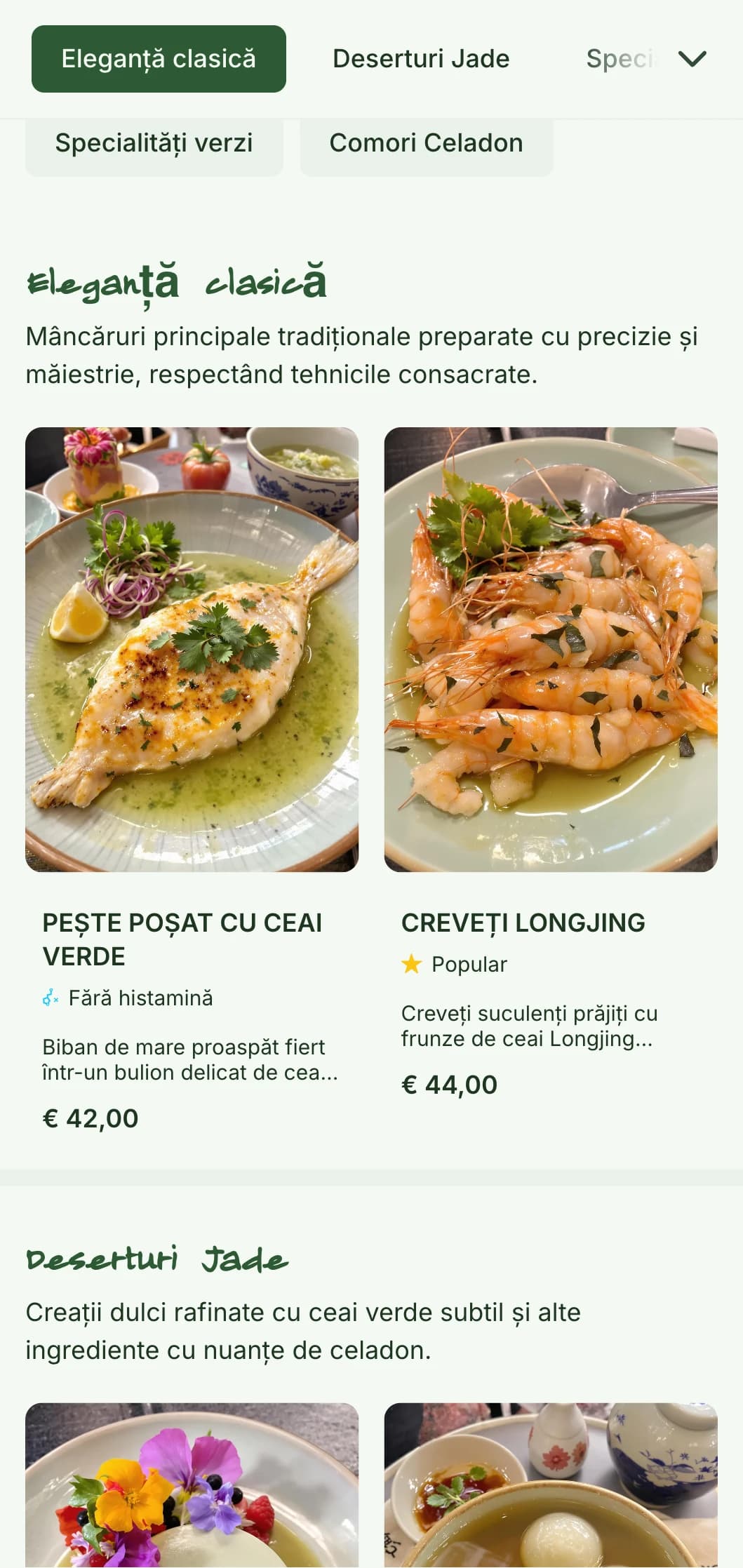 Design rafinat al meniului chinezesc inspirat de ceramica celadon, cu modele elegante pentru experiențe culinare sofisticate.