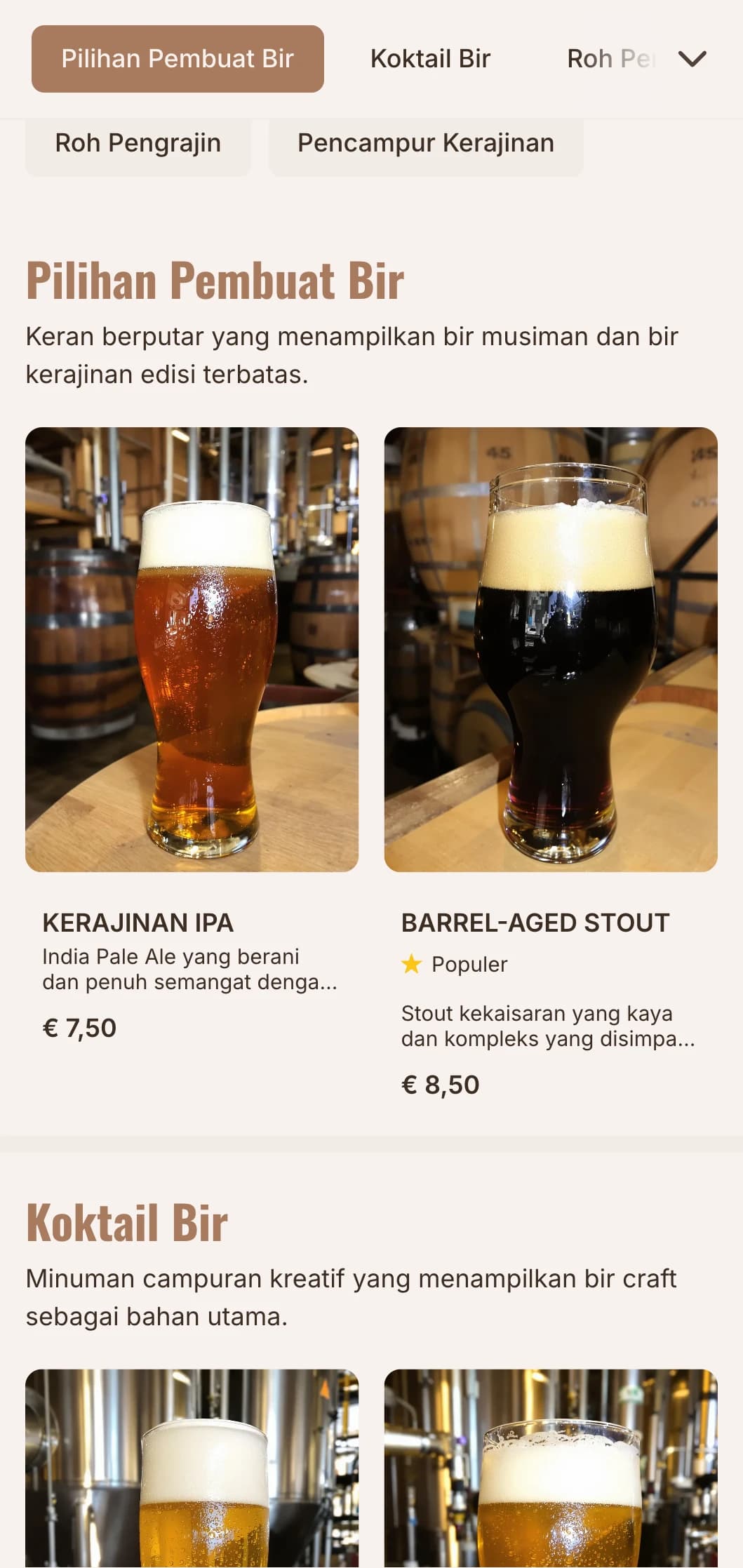 Desain oranye hangat dengan elemen industri untuk ruang minum bir.