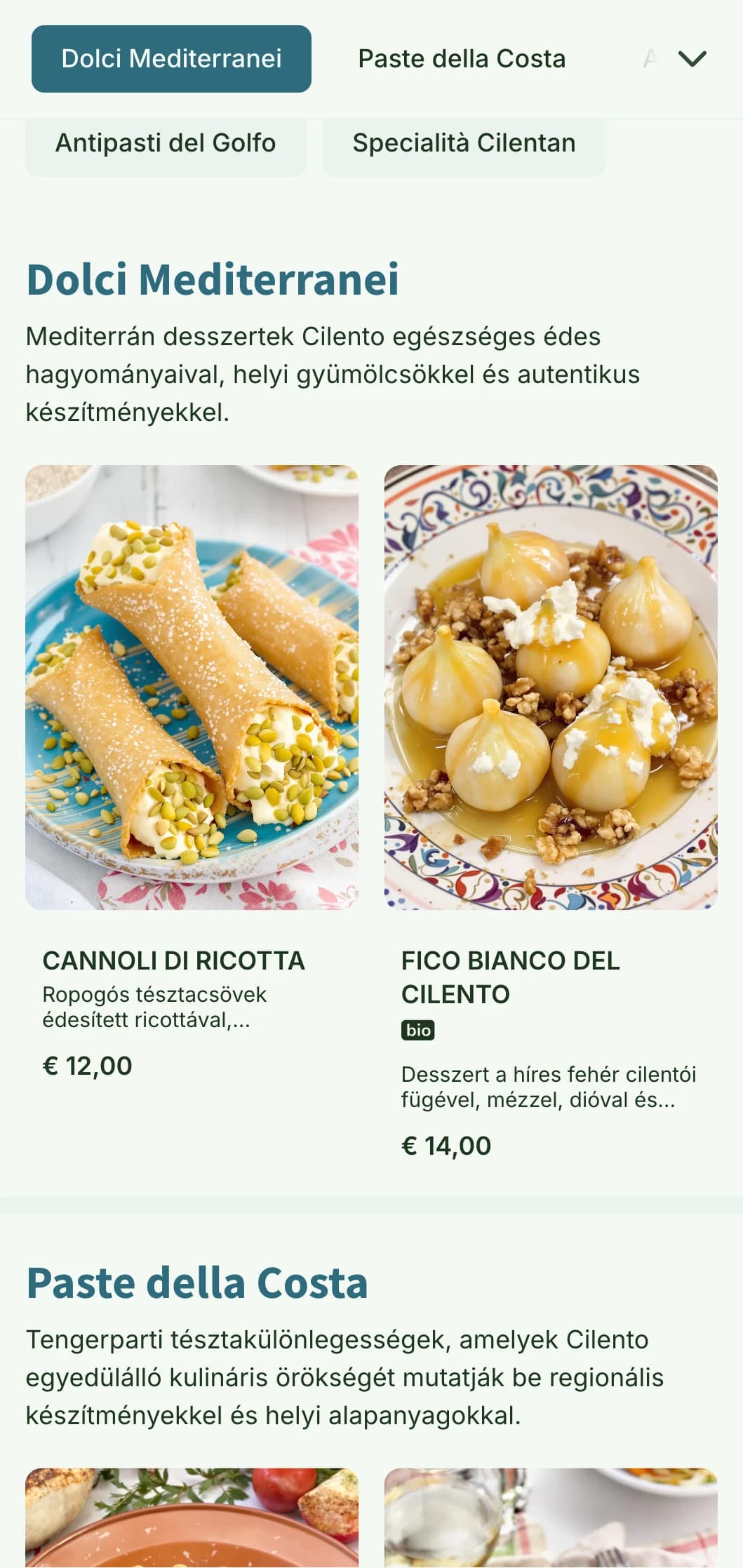 Mediterrán ihletésű design, amely Campania Cilento partvidékének megőrzött kulináris hagyományait ünnepli.