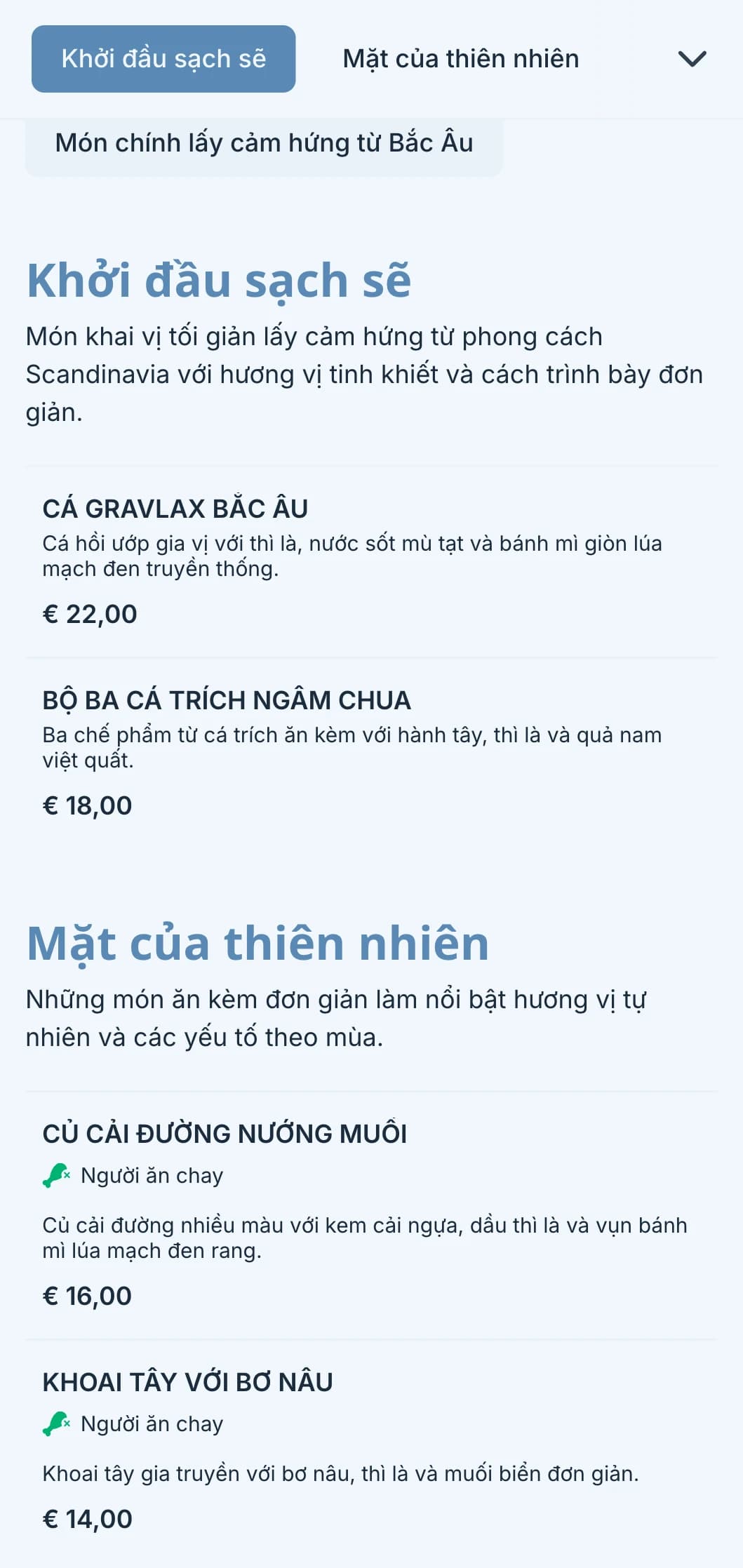 Dịch vụ phục vụ ăn uống sạch sẽ theo phong cách Scandinavia với thiết kế tối giản, các thành phần lên men và cách trình bày lấy cảm hứng từ thiên nhiên dành cho các sự kiện hiện đại.