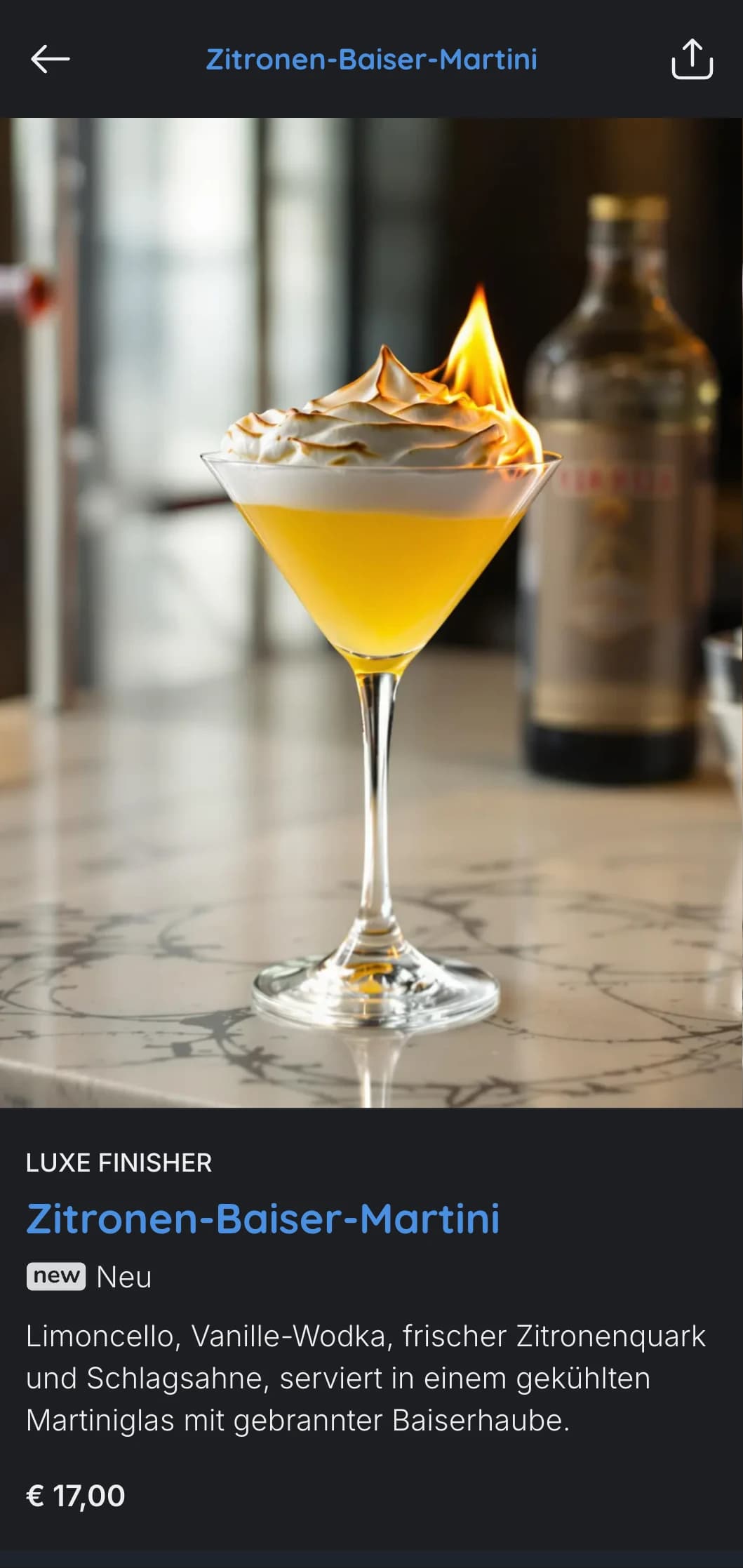 Ein modernes, kühles Design für gehobene Hotelbars und Lounges mit schlanker Typografie und azurblauen Akzenten.