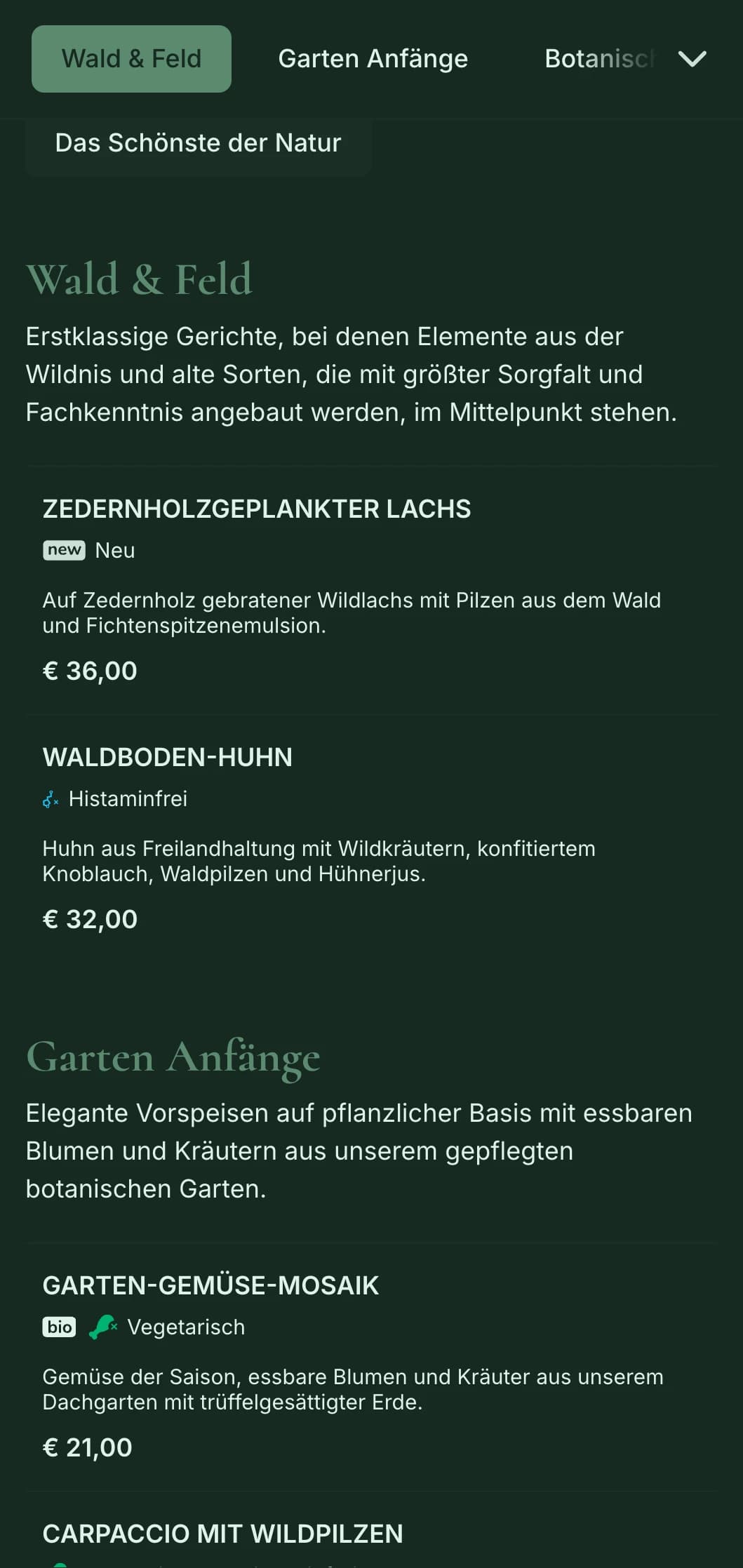 Anspruchsvolle natürliche Eleganz mit botanischen Einflüssen, perfekt für gehobene Farm-to-Table- und garteninspirierte Feinschmeckerküche.