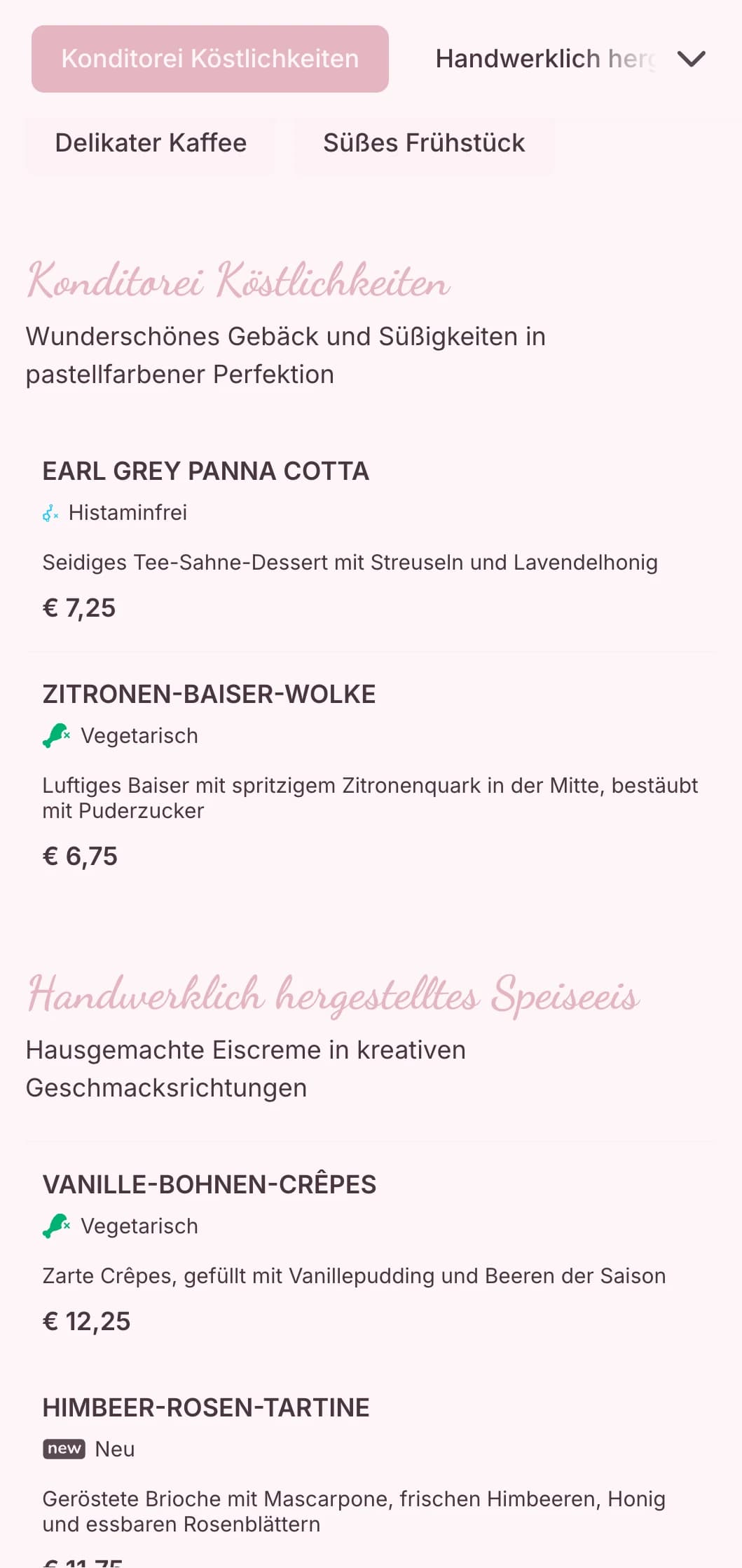 Süßes Pastell-Design mit verspielten Elementen für Dessert-Cafés und Eisdielen.