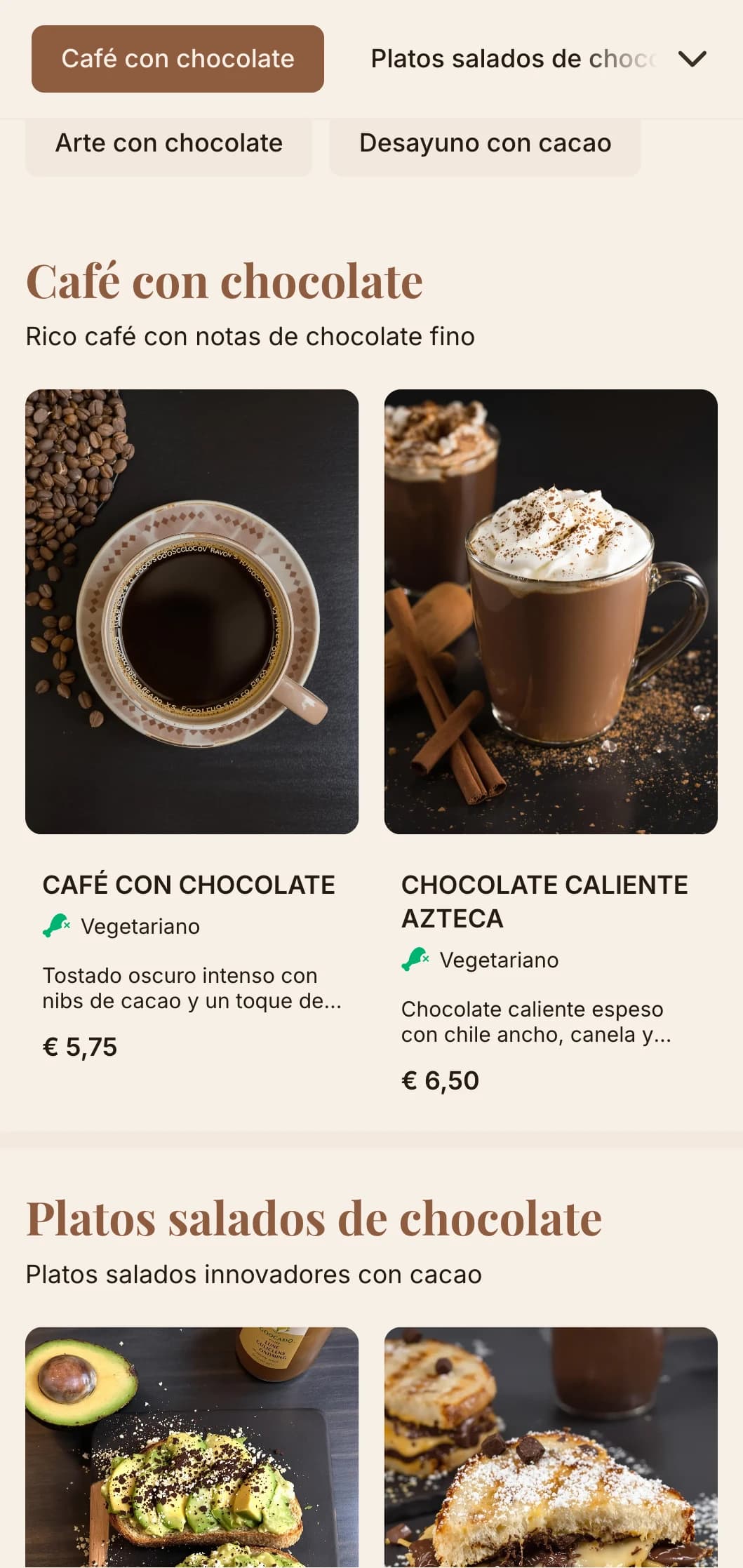 Diseño marrón intenso con ricas texturas para cafeterías de chocolate y tiendas de postres.