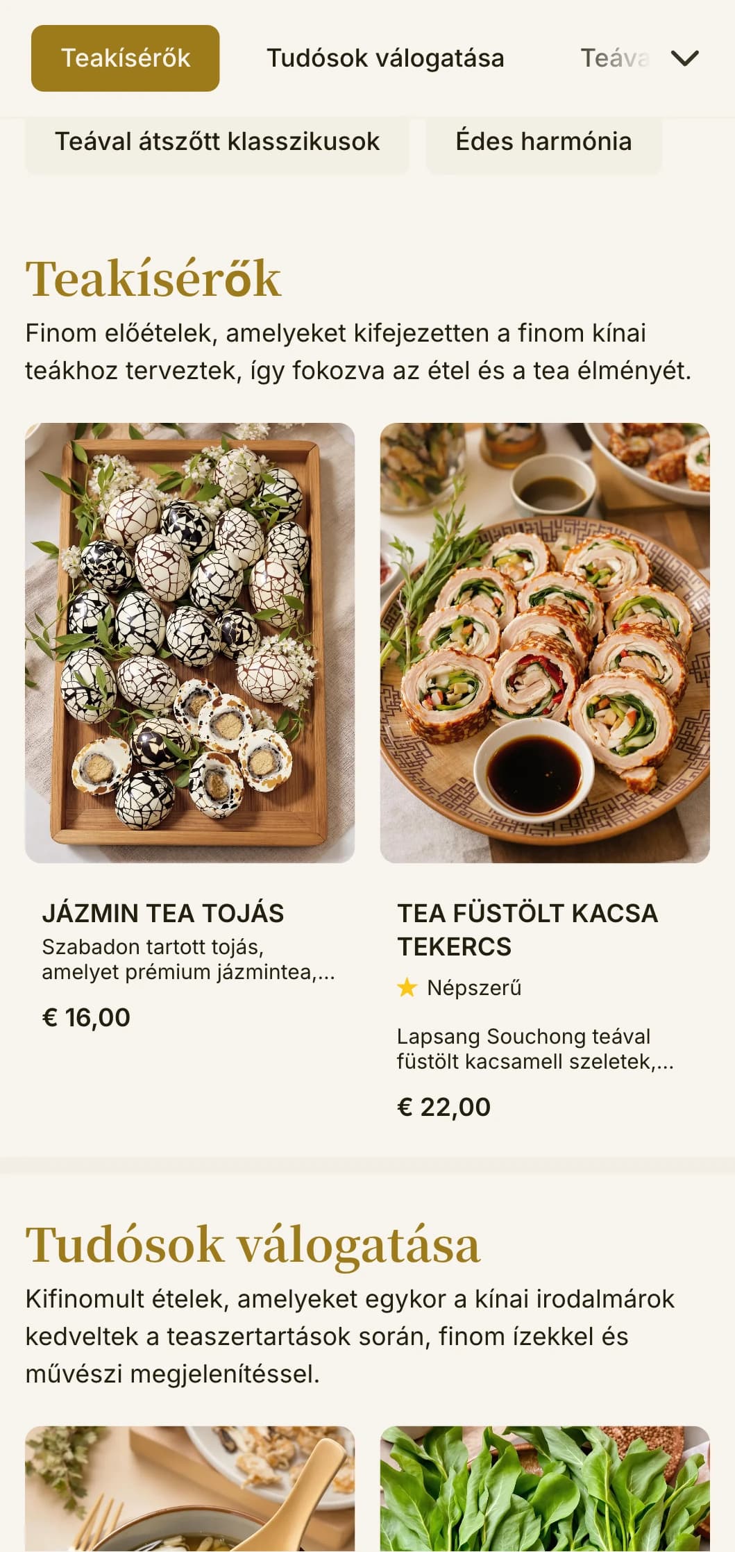A hagyományos teaszertartások által inspirált kifinomult kínai menü design, elegáns tipográfiával és klasszikus elemekkel a teapárosításokhoz.