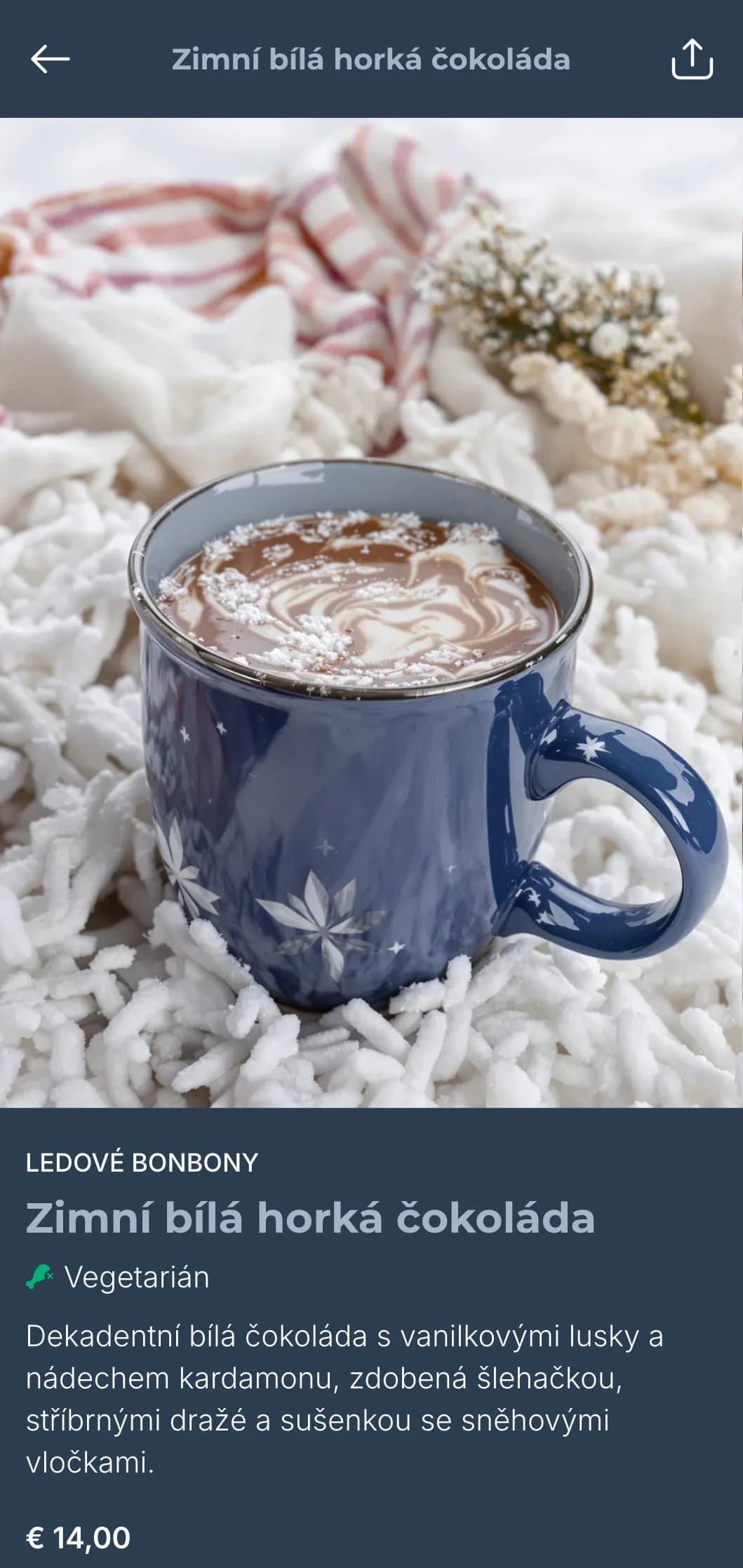 Chladná šablona inspirovaná zimní snídaní s ledově modrými tóny, vhodná pro sezónní menu a útulné zimní kavárny.