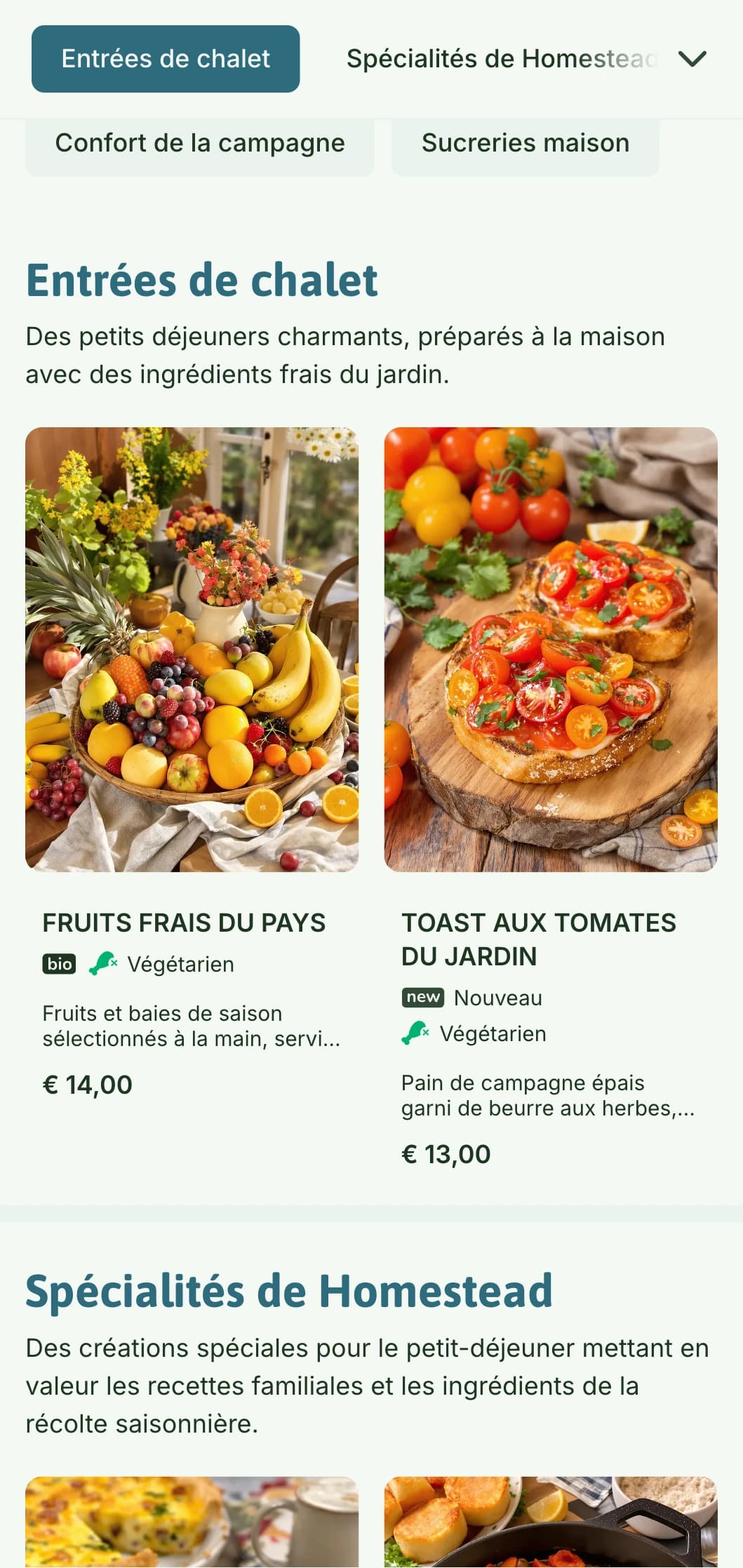 Des plats du matin de style maison, avec des ingrédients frais de la campagne et une présentation charmante, pour un petit déjeuner agréable.