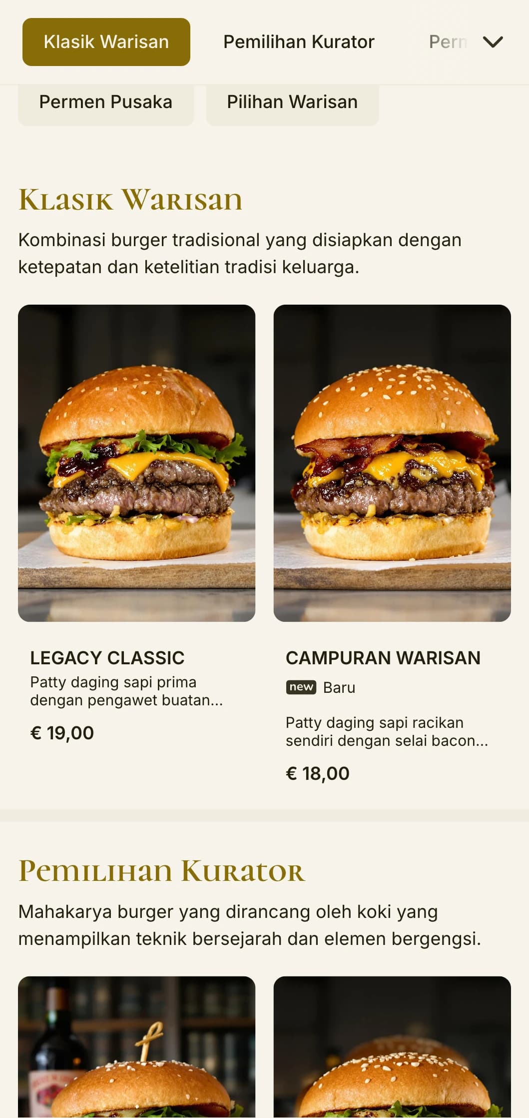 Pengalaman menikmati burger yang terinspirasi dari rumah bangsawan dengan elemen warisan dan sentuhan aristokrat.