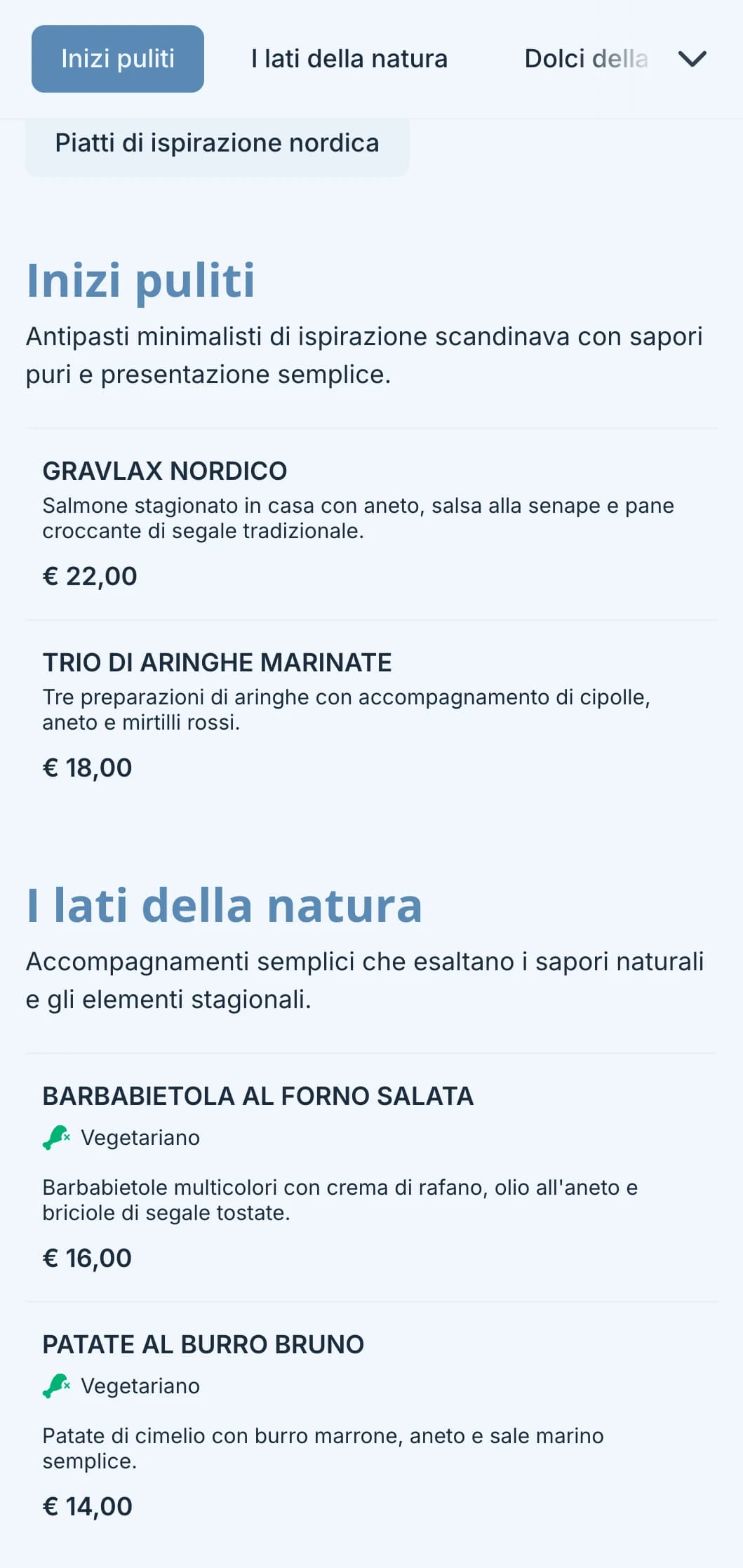 Catering pulito di ispirazione scandinava con design minimalista, elementi fermentati e presentazione ispirata alla natura per eventi moderni.