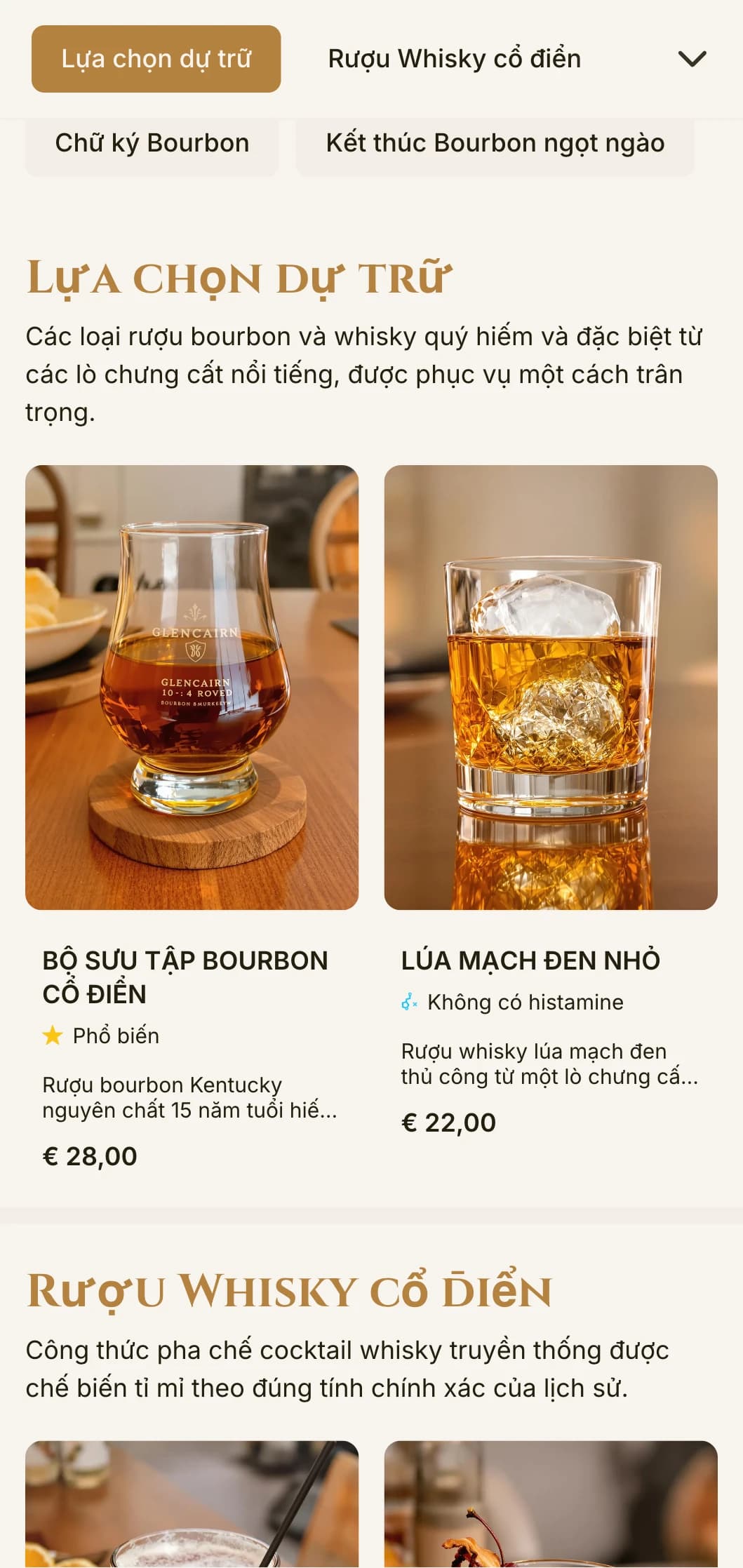 Thiết kế thanh lịch, tinh tế dành cho các quán bar rượu bourbon và quán rượu whisky với kiểu chữ cổ điển và điểm nhấn màu hổ phách ấm áp.