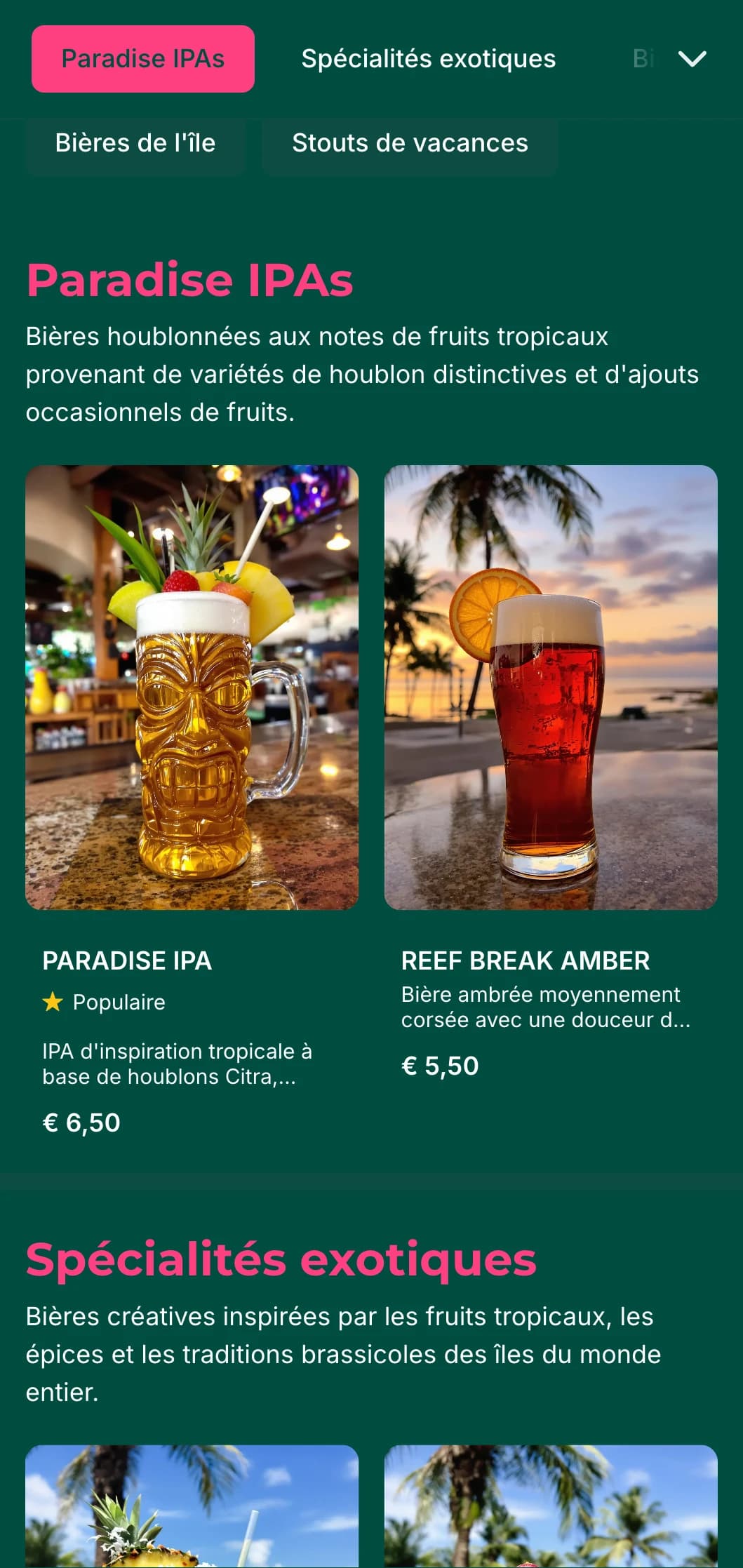 Design vibrant et coloré inspiré des paysages tropicaux, idéal pour les bars de bord de mer et les brasseries des îles.