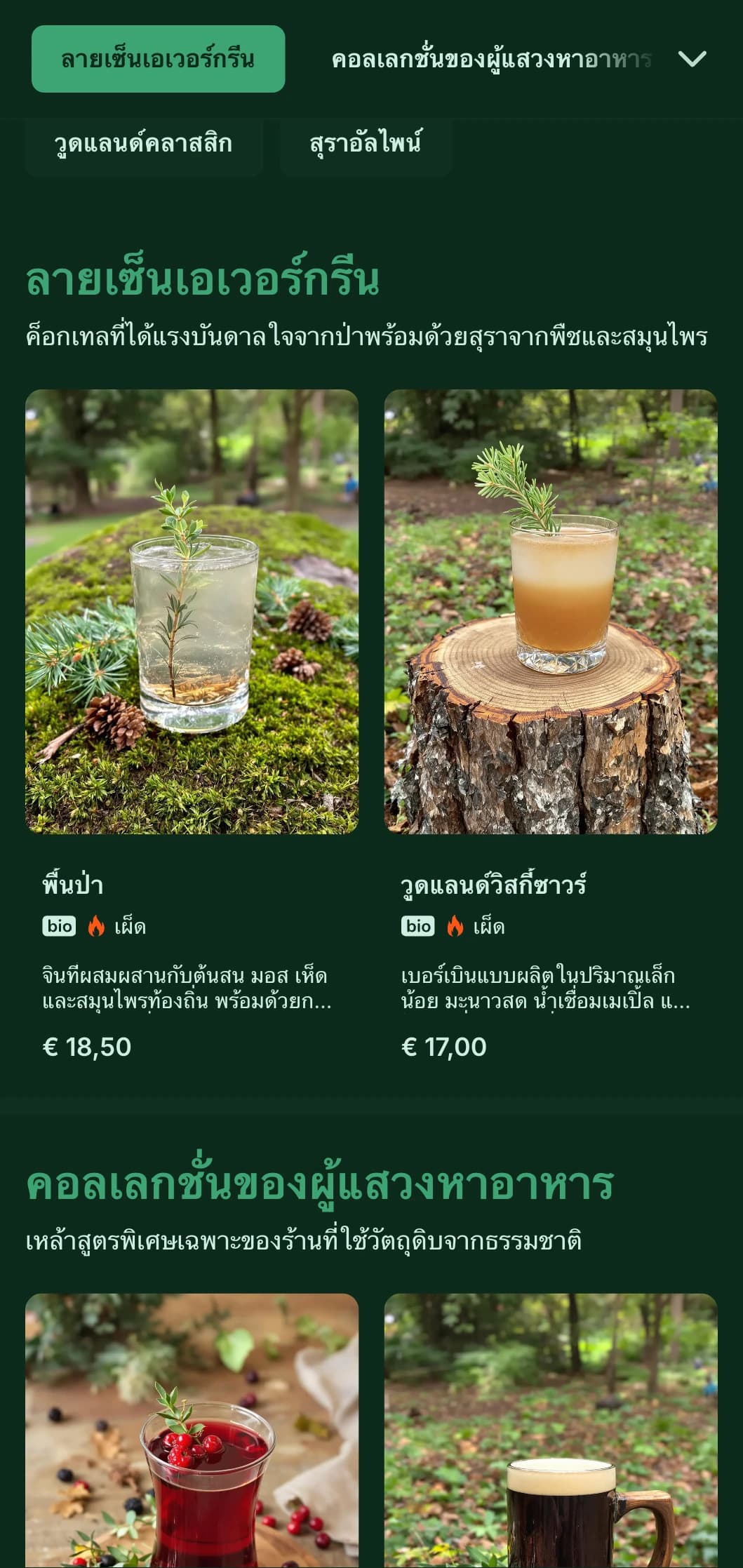 การออกแบบสีเขียวชอุ่มที่ได้รับแรงบันดาลใจจากป่าสนสำหรับบาร์ที่ได้รับอิทธิพลจากธรรมชาติ