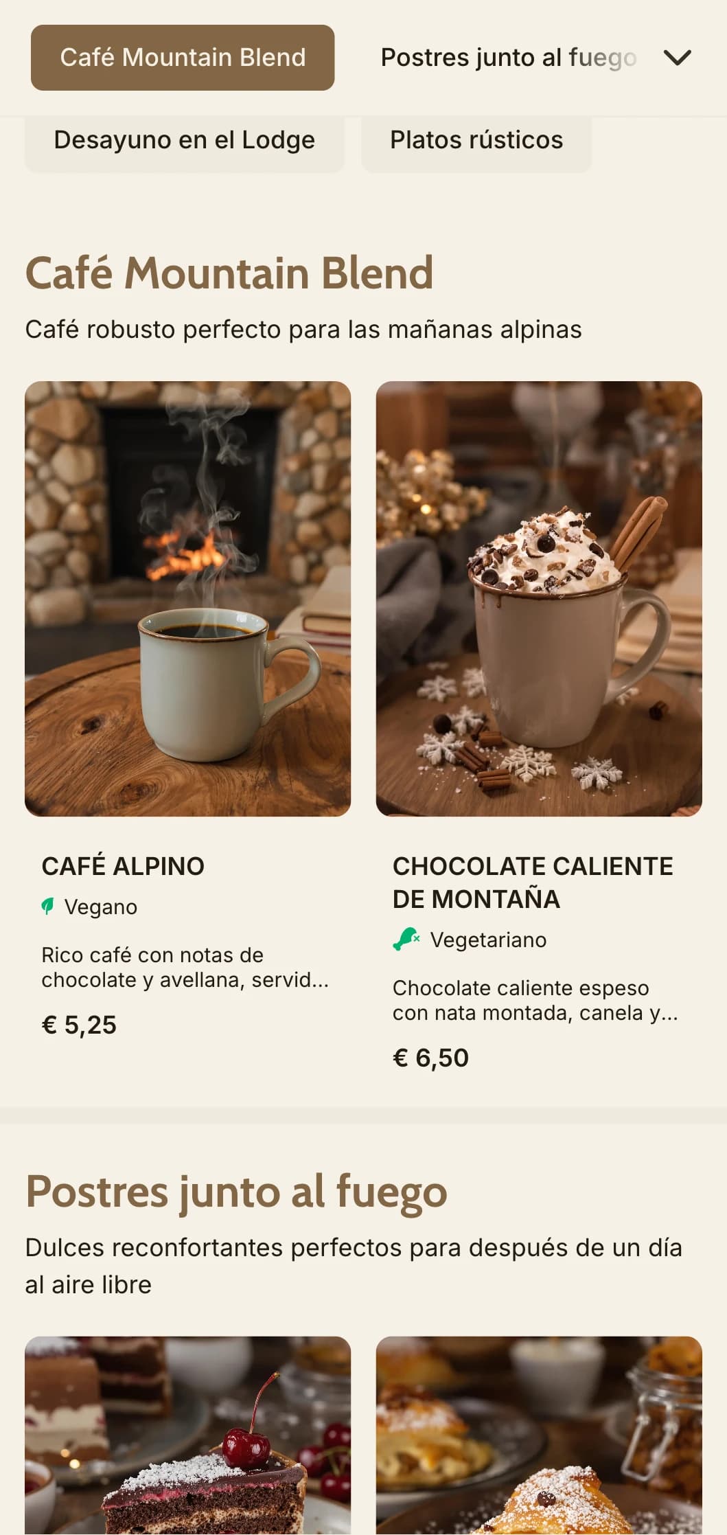 Acogedor diseño inspirado en la madera con elementos de montaña para cafeterías alpinas y restaurantes de cabañas.