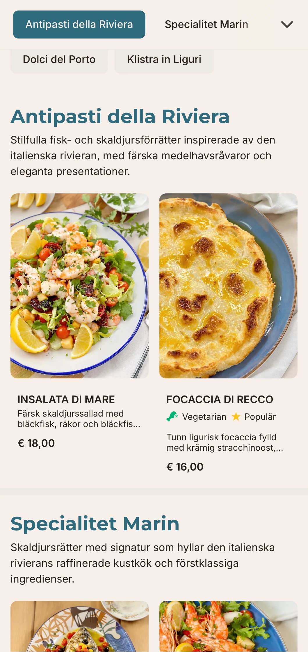 Fräsch, modern design med maritima blå accenter inspirerade av den italienska rivierans eleganta hamnstad.