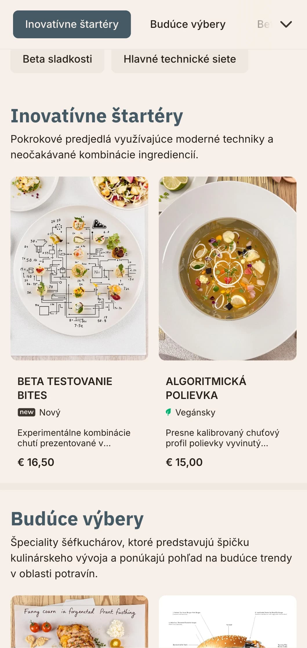 Inovatívny, technológiami inšpirovaný dizajn obedového menu s digitálnymi prvkami a futuristickou estetikou, ideálny pre reštaurácie v technologických štvrtiach a inovačných centrách.