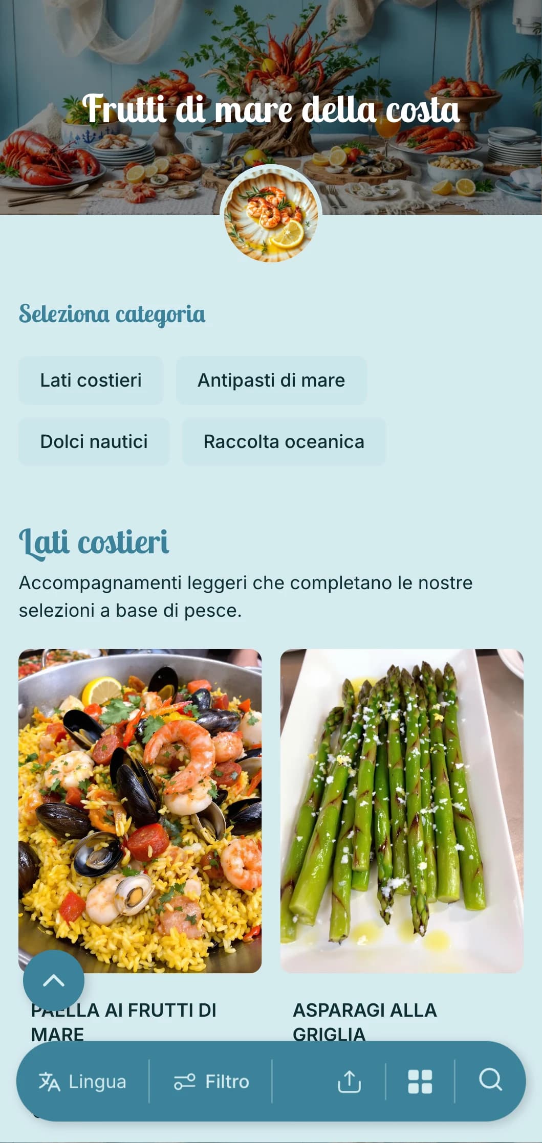 Catering a base di pesce fresco con catture oceaniche, elementi nautici e presentazioni costiere per eventi sulla spiaggia e per gli amanti dei frutti di mare.