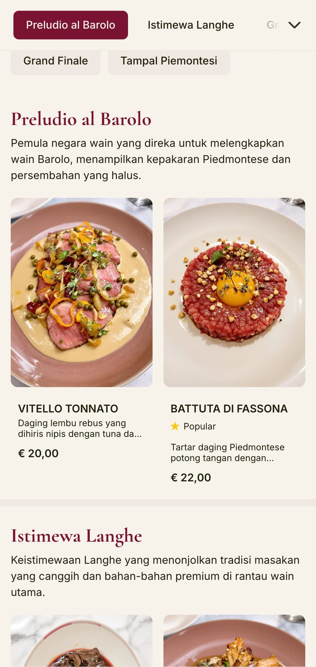 Reka bentuk yang canggih dengan warna merah wain dalam meraikan tradisi wain Barolo yang terkenal di Piedmont.