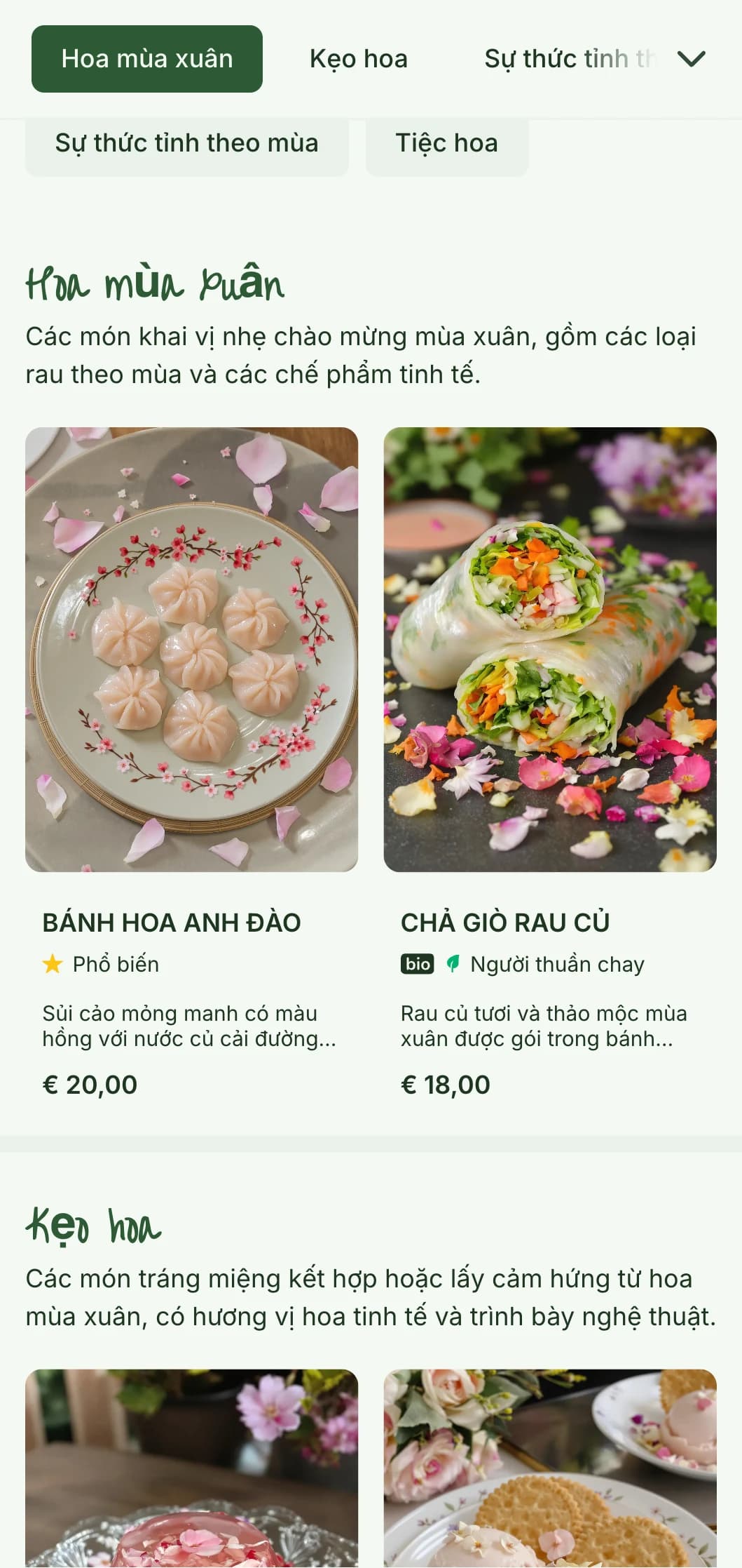Thiết kế thực đơn Trung Hoa tươi mới lấy cảm hứng từ hoa anh đào và hoa mận, với họa tiết tinh tế dành cho các món ăn theo mùa xuân.