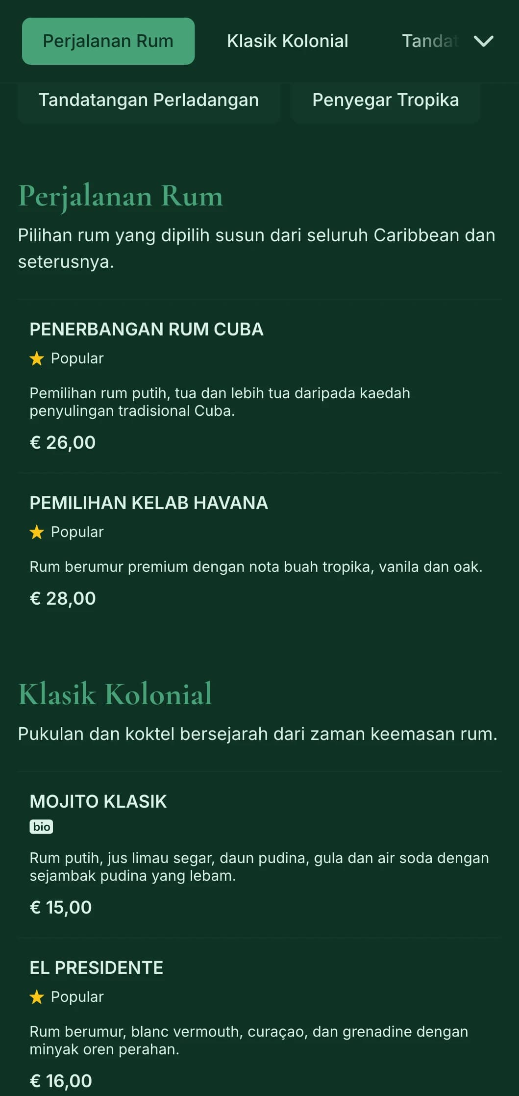Reka bentuk hijau yang kaya dengan unsur Caribbean bersejarah untuk bar berfokuskan rum.