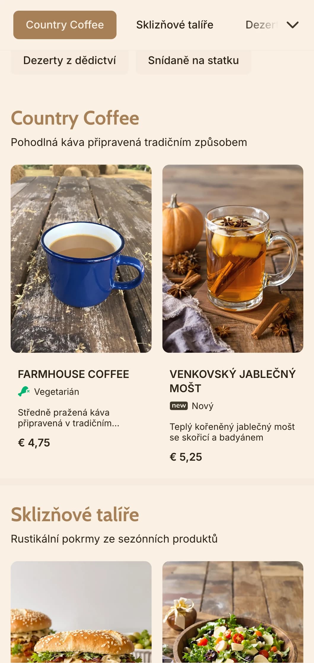 Zemitý design s rustikálními dřevěnými prvky pro venkovská snídaňová místa a kavárny na farmách.
