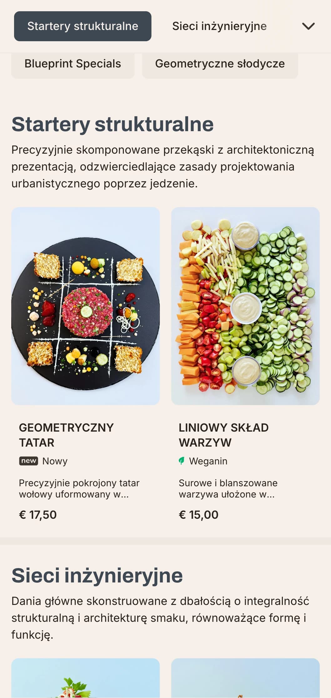 Odważny, architektoniczny projekt menu lunchowego z mocnymi liniami i elementami miejskimi, idealny do współczesnych restauracji w dzielnicach biznesowych i nowoczesnych budynkach.