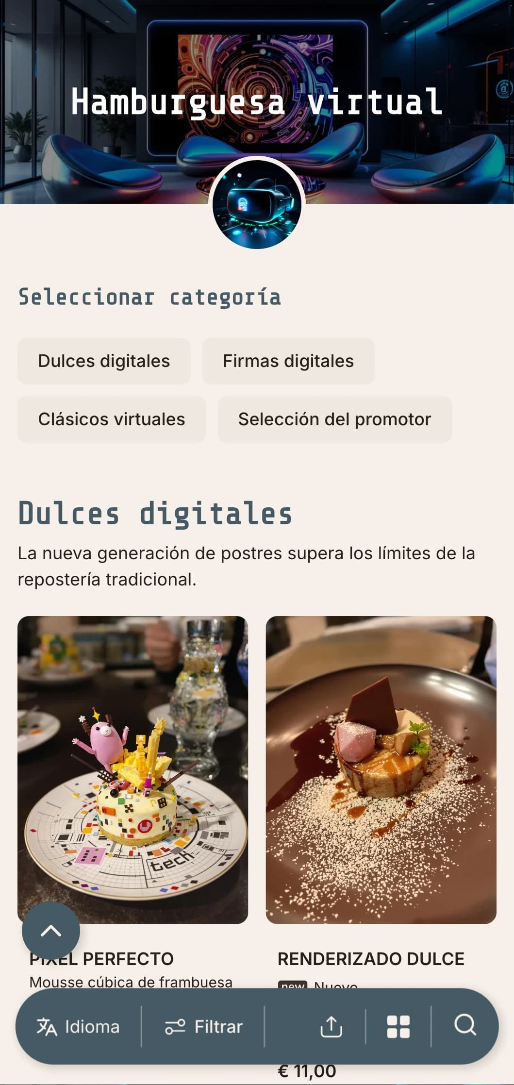 Un concepto de hamburguesa inspirado en el mundo digital que celebra la tecnología y las experiencias virtuales.
